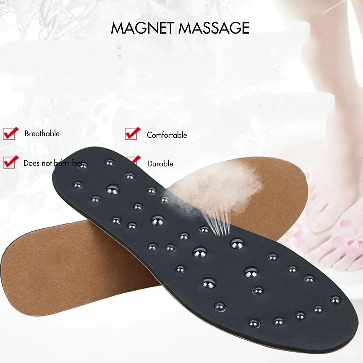 Plantillas magnéticas para zapatos, plantillas de masaje de acupresión, plantillas magnéticas con alivio del dolor, fascitis plantar, fatiga reducida, para hombres y mujeres