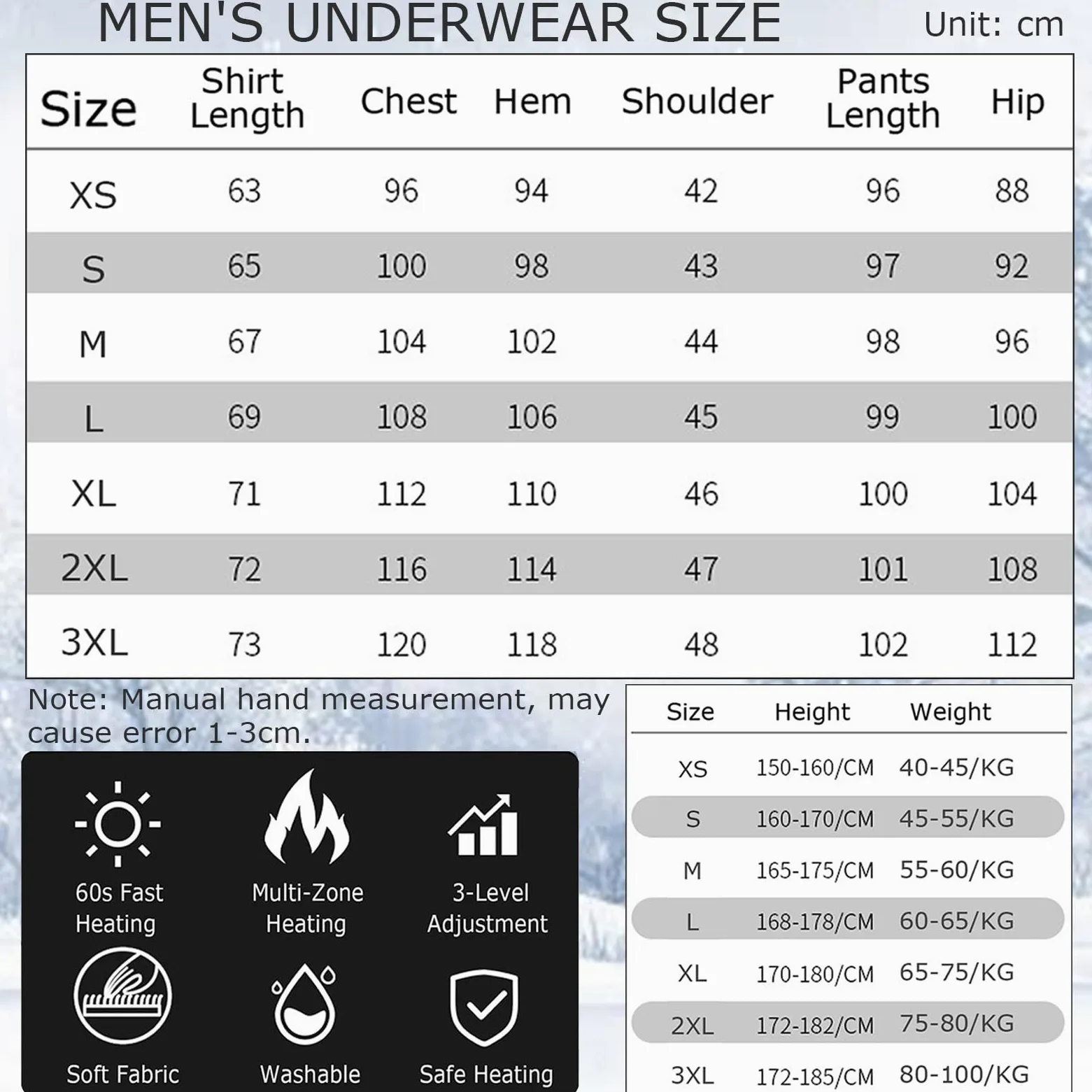 Ropa Interior Térmica para Hombre Y Mujer, Conjunto De Pantalones con Batería, Capa Base Térmica para Invierno, Deportes Al Aire Libre