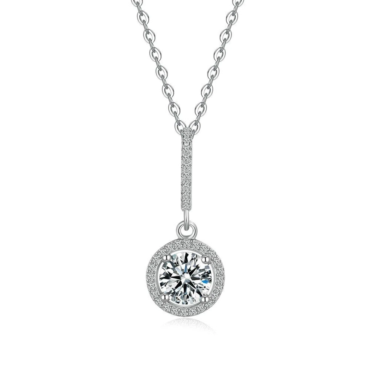 Collar de oro de 18 quilates para mujer, halo de oro real, collar ajustable para mujer, moissanita