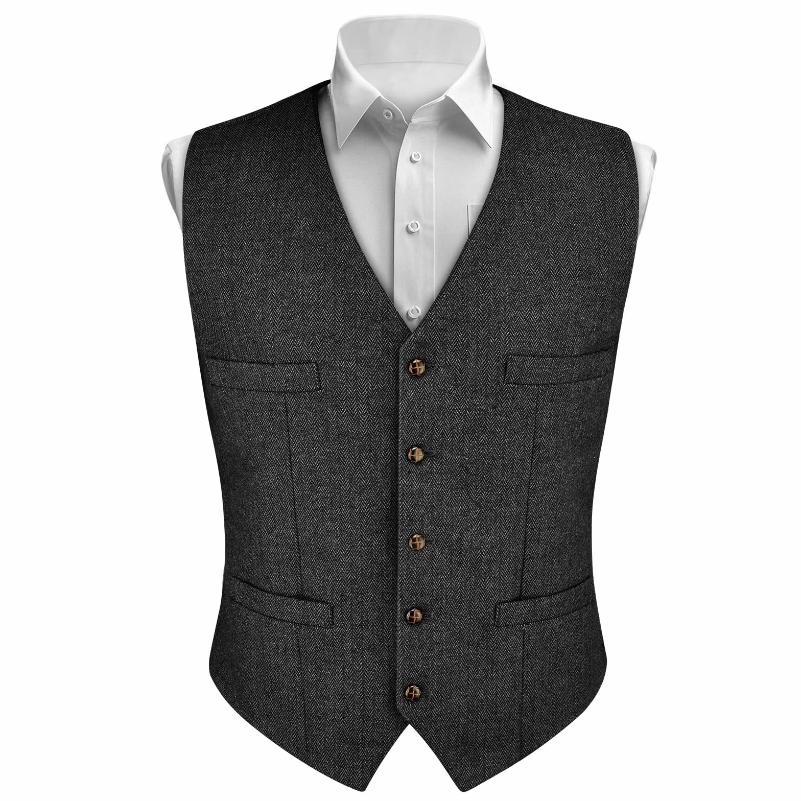 AUYAO Chaleco Formal Hombre Lana Espiga Tweed Boda