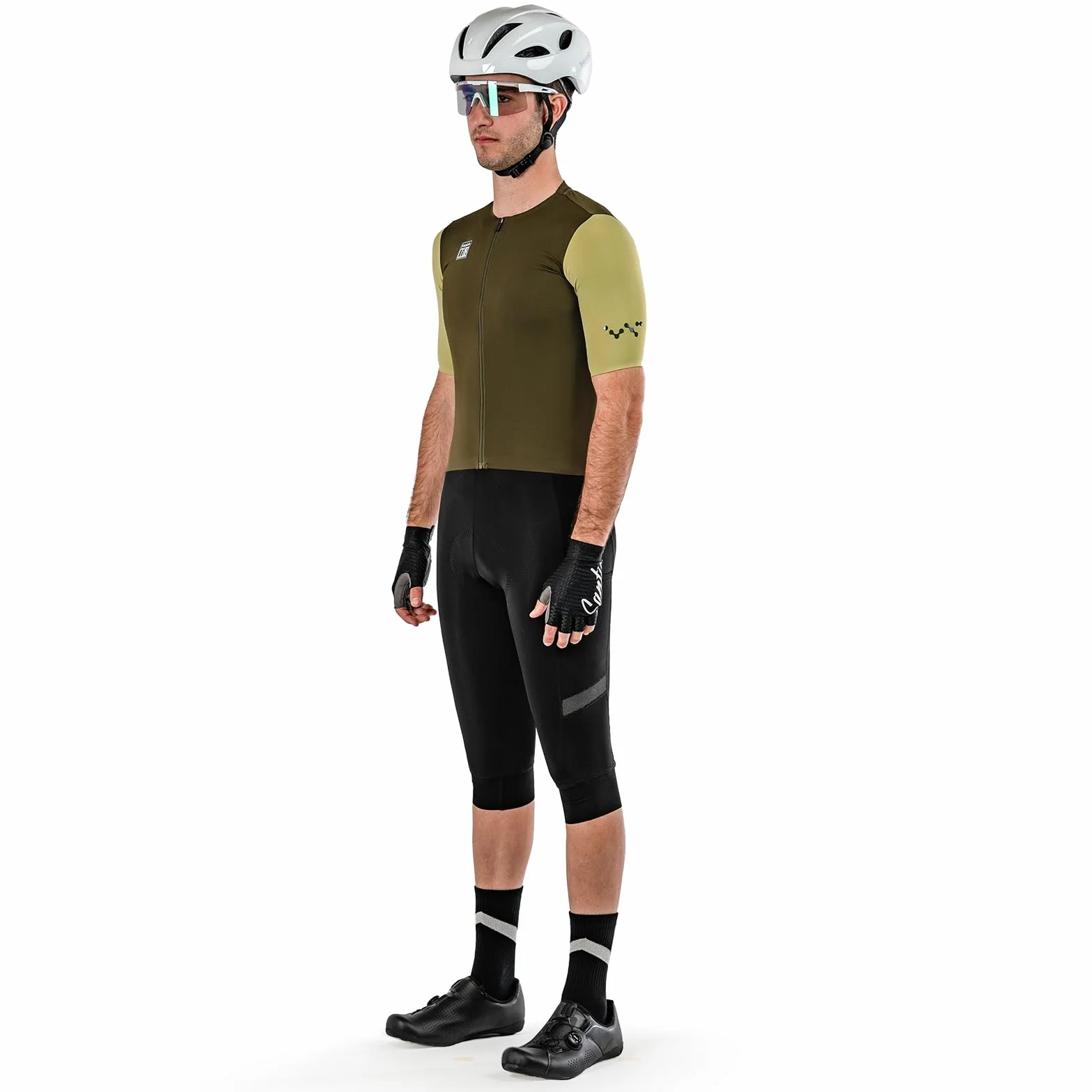 Santic Pantalones de ciclismo para hombre 3/4 de alta elasticidad Bib Shorts