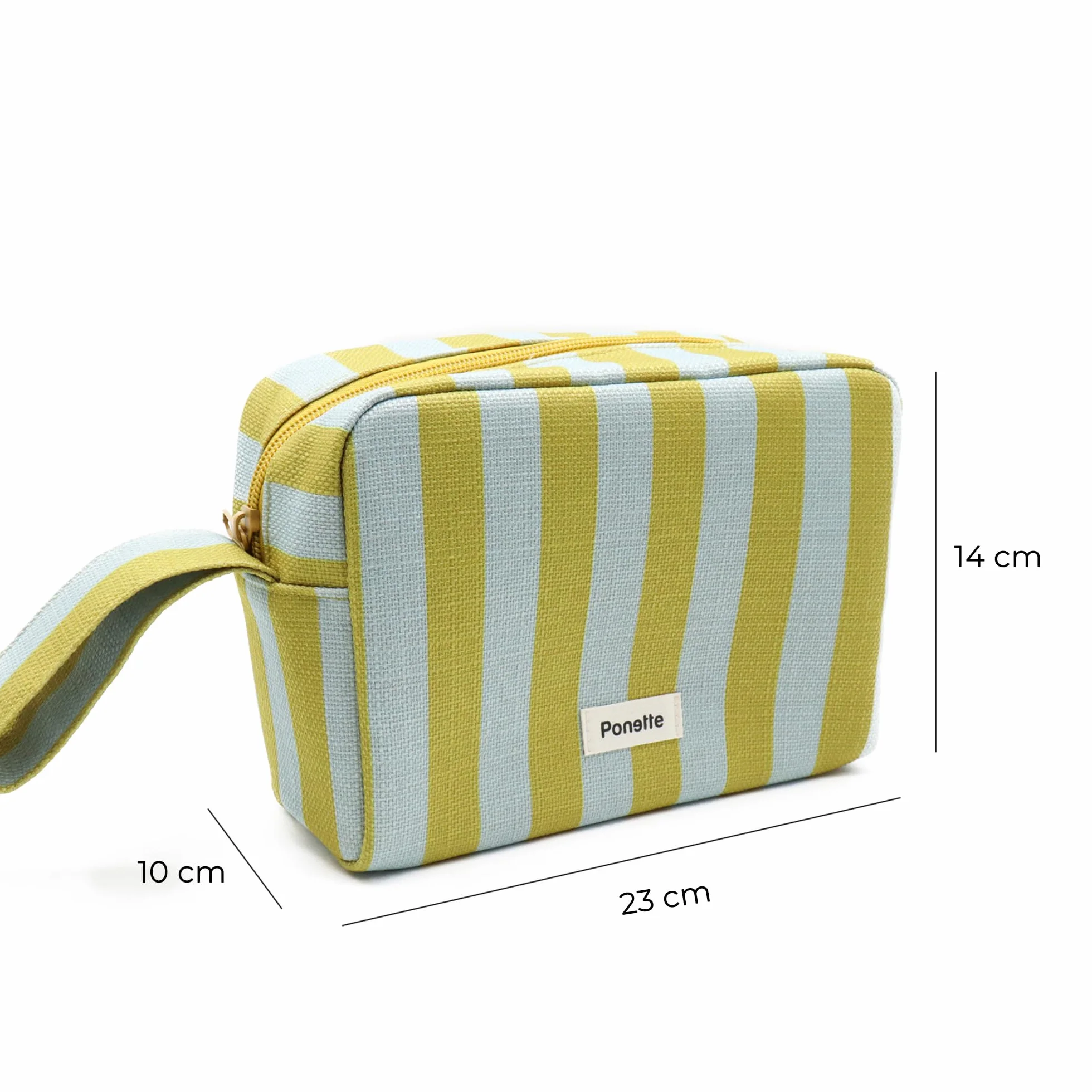 PONETTE - Neceser Menorca – con Cremallera Resistente y asa – Gran Capacidad, Plegable y Ligero – Diseño Actual a Rayas – Bolsa de Aseo Playa, Piscina, Viaje, Gimnasio y Uso Diario – Marca Española