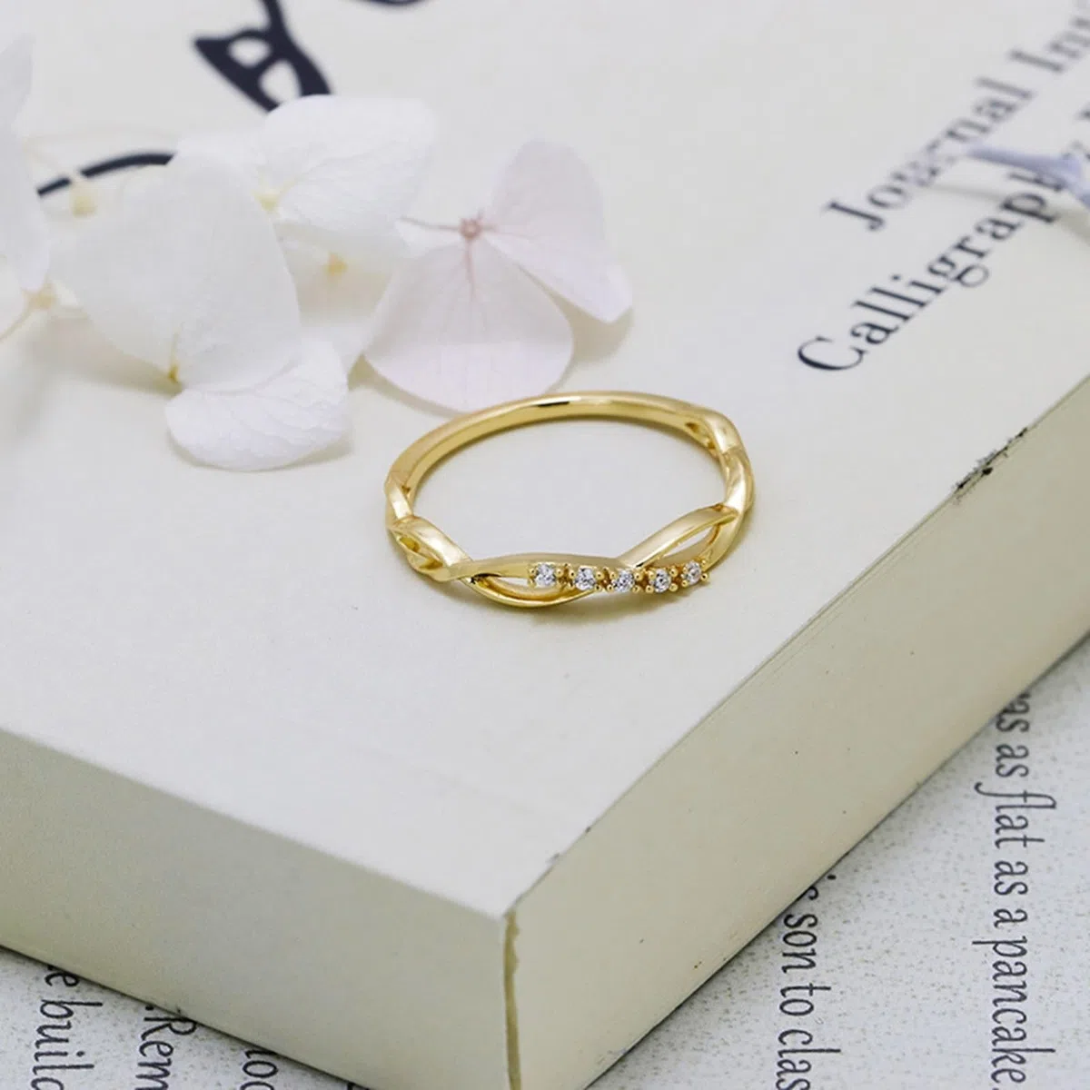Anillos de amistad de oro amarillo de 9 K/14 K/18 K con diamante, cruz hueca
