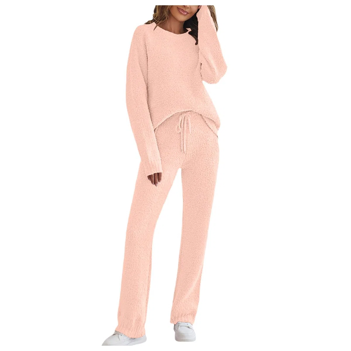 Pijama de invierno para mujer, de forro polar, cálido y acogedor, pijama mullido, conjuntos térmicos, ropa de dormir cálida, manga larga, pantalones de pijama de peluche, traje de ocio suave