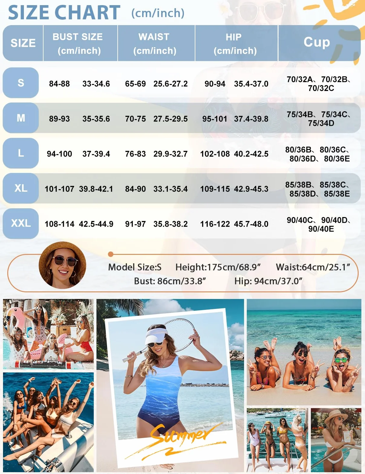 CMTOP Bañadores Mujer Traje de Baño de Una Pieza Push up Bañador Natacion Cuello en U Deportivos Ropa de Baño de Playa con Relleno Sexy Bañadores Sin Espalda con Recorte