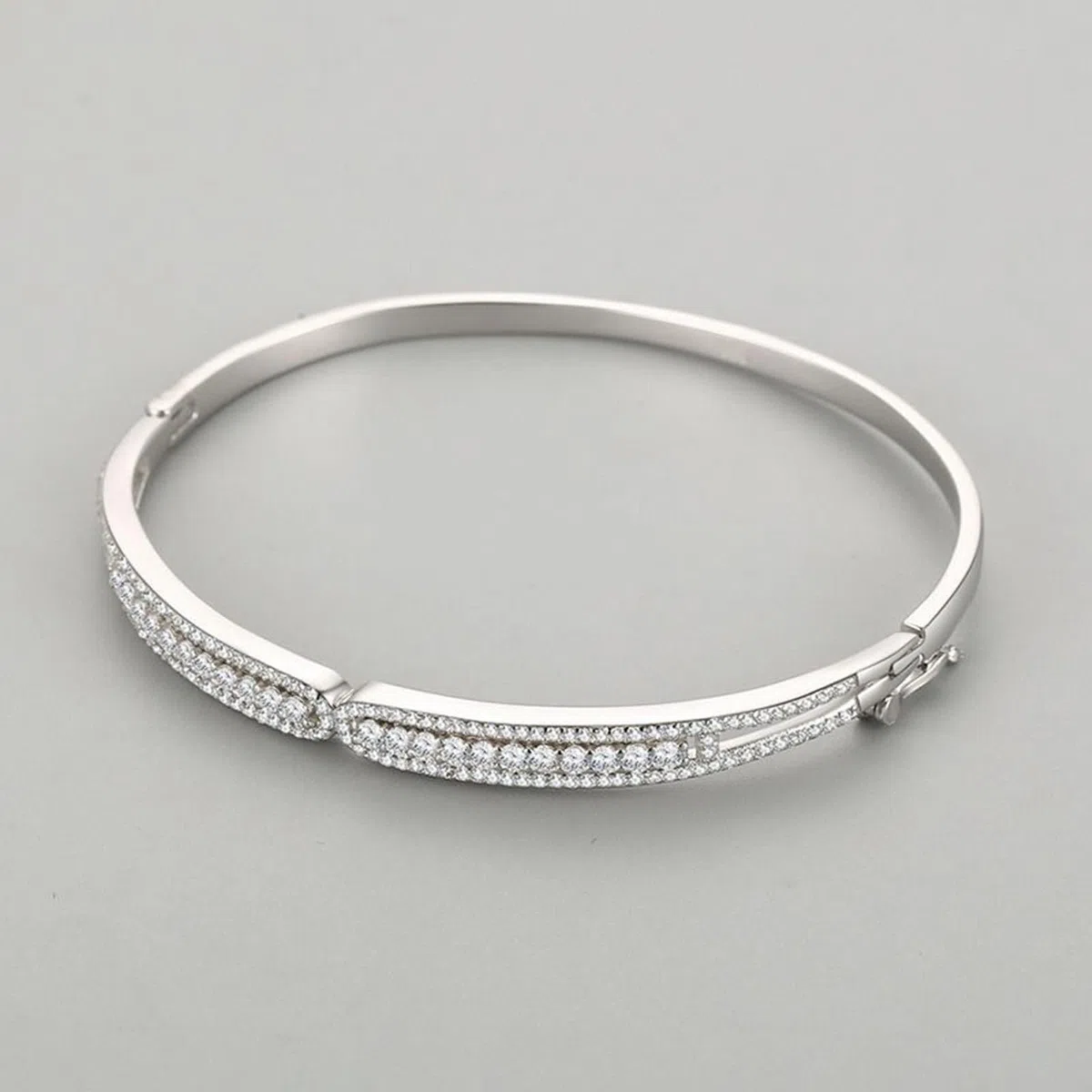 Pulsera Oro Blanco 9K / 14K / 18K Mujer, Redondo con Moissanita, Cadena 16 CM, Pulsera para Mujer de Plata