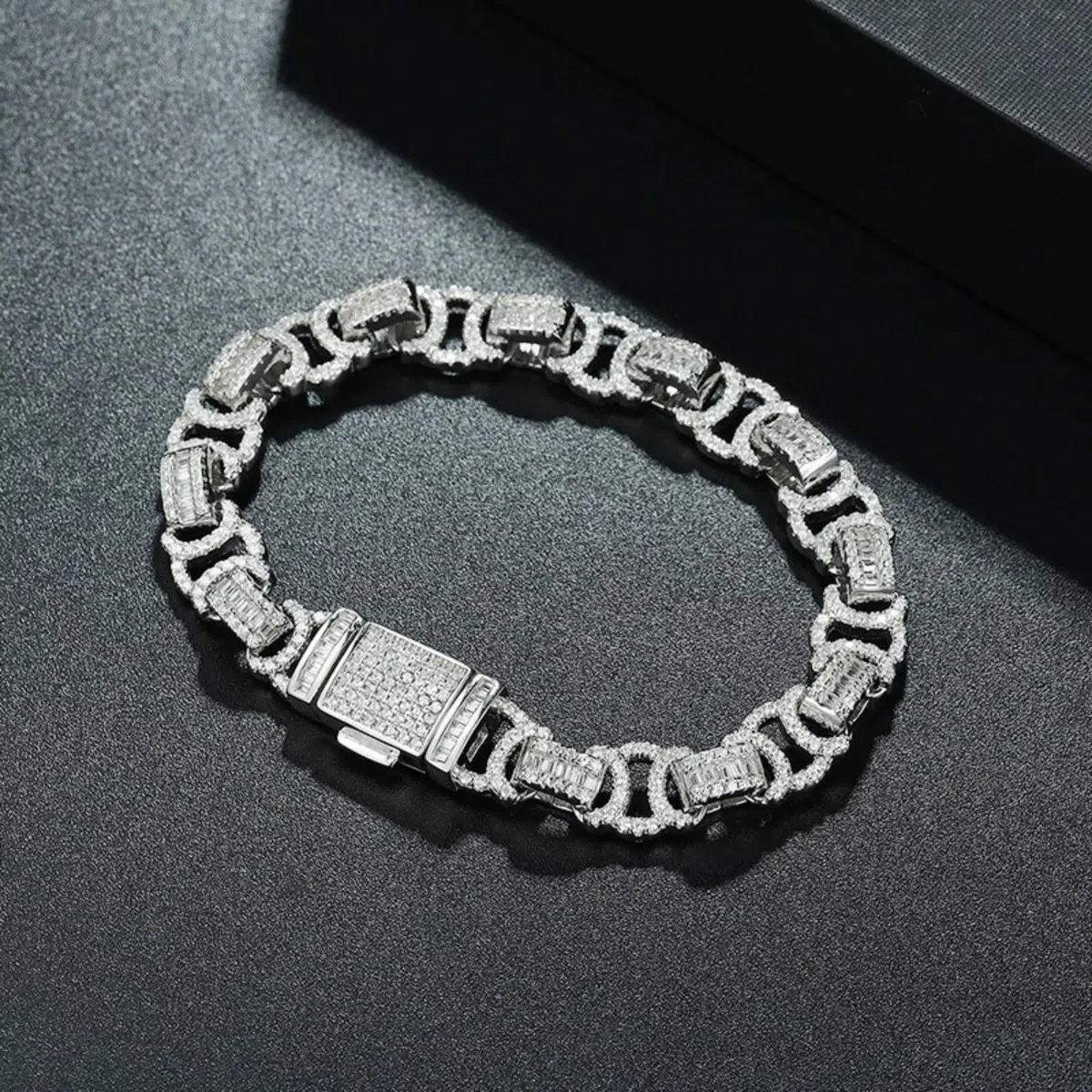 Pulsera de cadena de eslabones cubanos de 8 mm para hombre, pulsera de plata de ley 925 con circonita cúbica 5A+ para hombre, hipoalergénica, 17-20 cm