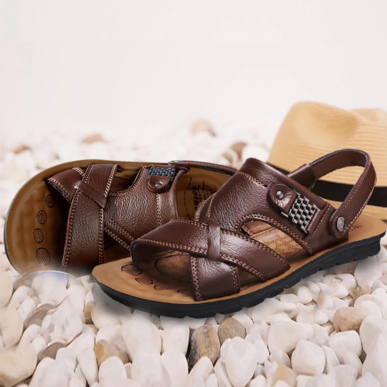Sandalias Playa Hombre Suela de Goma Malla Transpirable con Bandas Ajustables Senderismo Casual Chanclas Piscina Zapas Calzado Sandalia Durable Flexible para Deporte