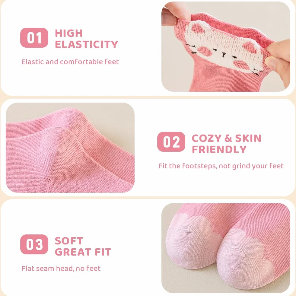 Calcetines para Niños Niña, Calcetines de Pantorrilla, Calcetine Deportivos Algodón Bonitos, Ternera de Rosa Calcetine Gifts para Niñas y Amigas, 5-8 años