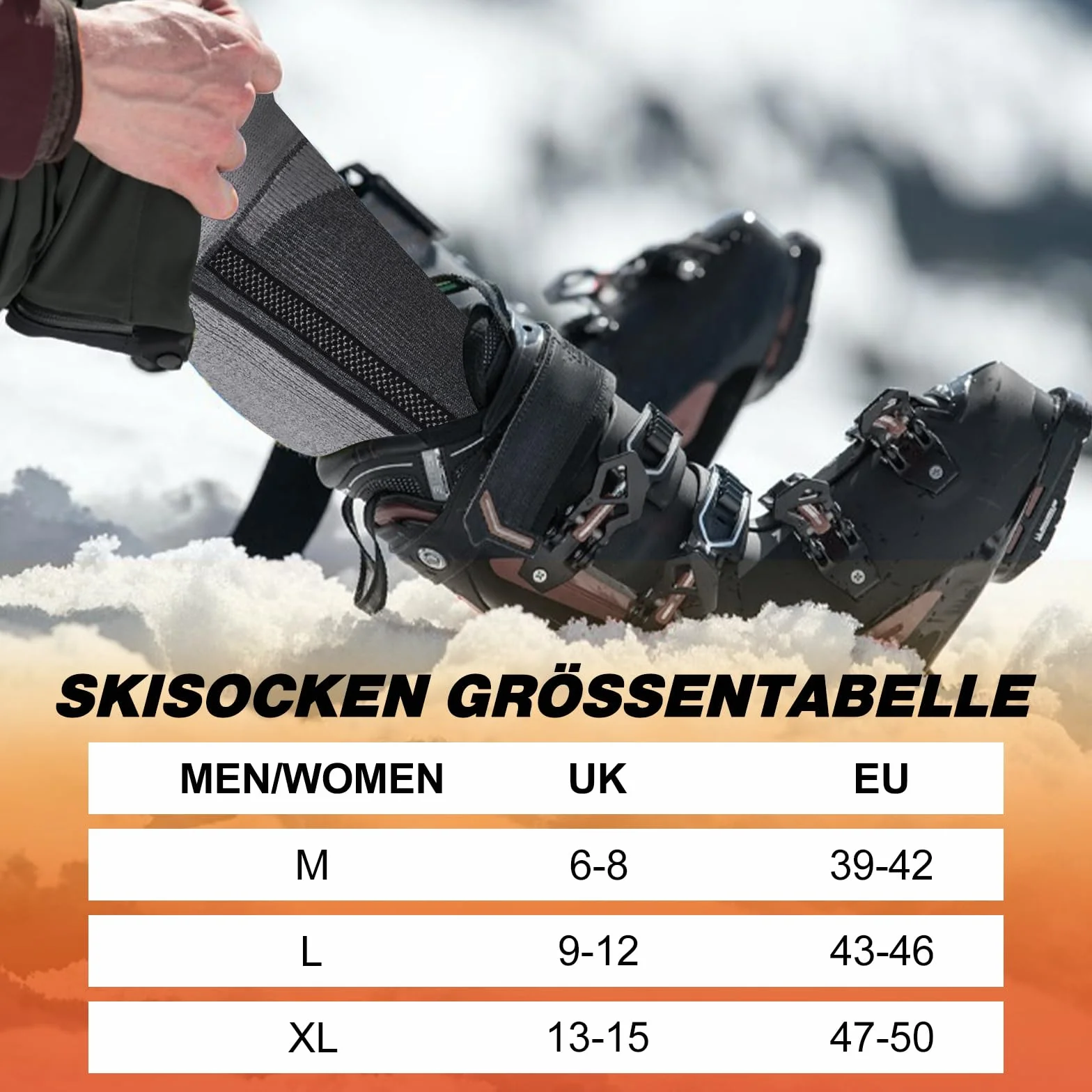 SukModen 2 pares de calcetines de esquí de lana merino para hombre, mujer y jóvenes, calcetines térmicos gruesos para días fríos, esquí y snowboard, talla 35-50