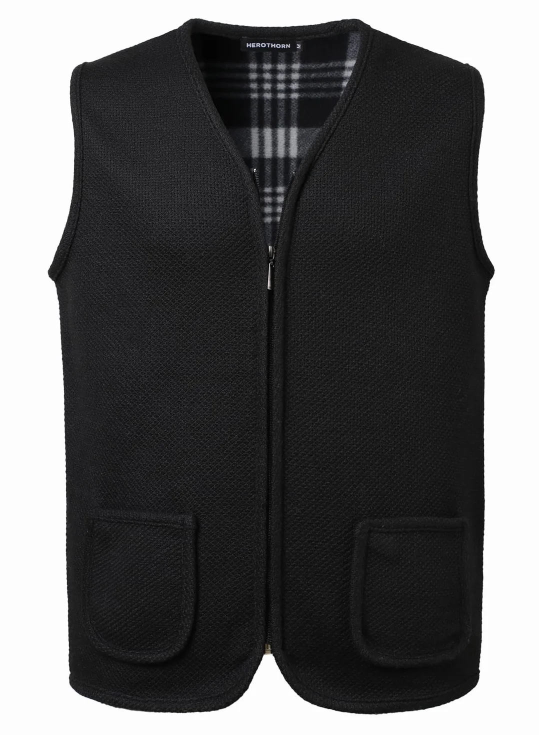 Chaleco de Punto para Hombre Cárdigan sin Mangas Chaqueta de Suéter de Forro Polar Cremallera Cálido Caballerocon Bolsillos Otoño Invierno