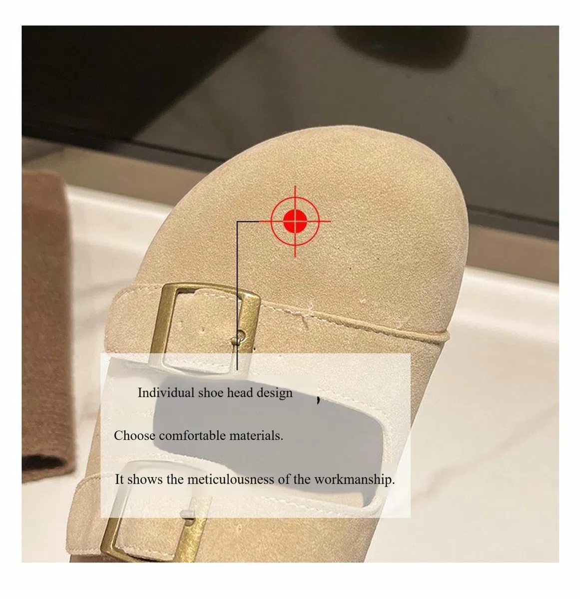 Zapatillas Mujer Resbaladizas De Suela Suave Retro Moda para Mujeres con Hebillas-beige-37