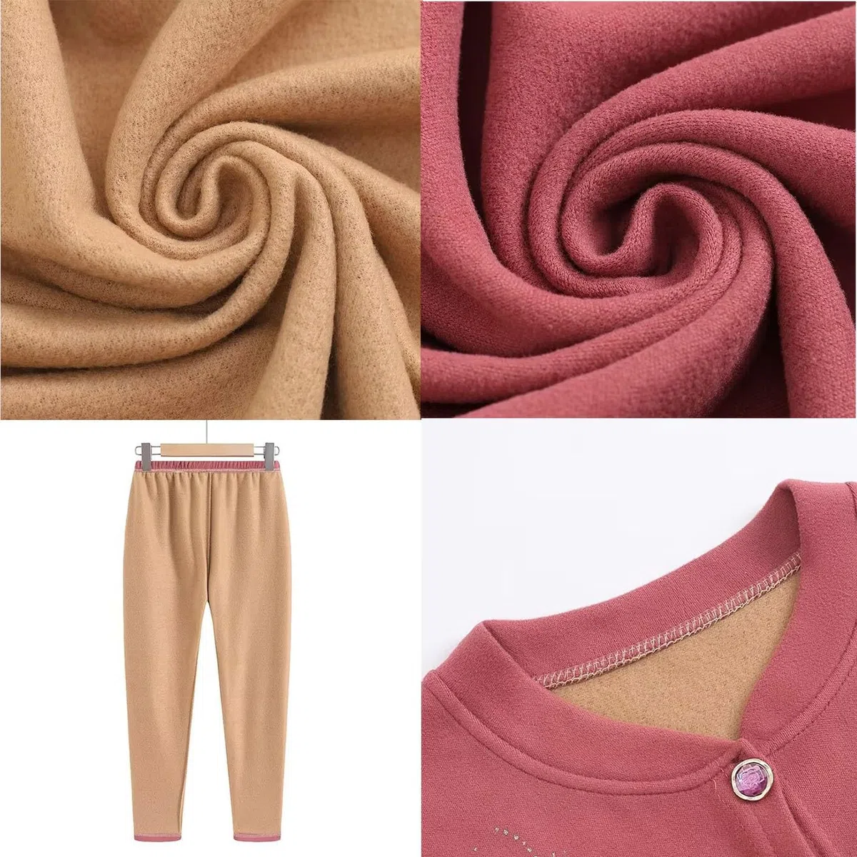 Abuela Mamá Mujeres De Edad Media Cardigan Pantalones Superiores Conjuntos Cálido Térmico Largo Johns Ropa Exterior Chaqueta Capa Base Pijama