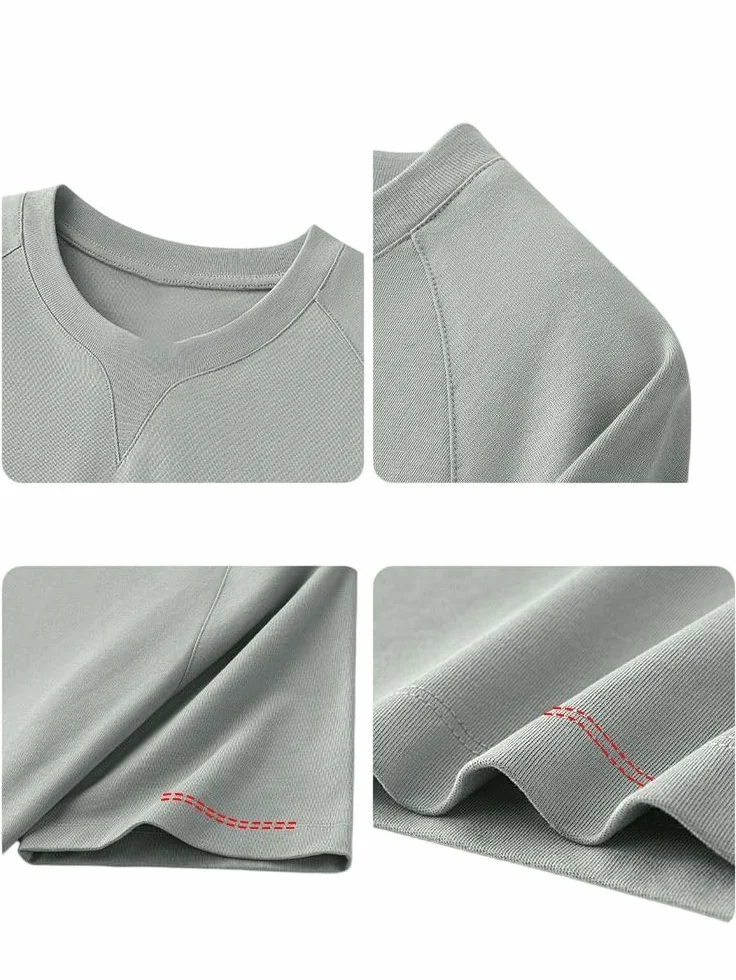 Camiseta de manga corta de algodón con cuello redondo para hombre, ajuste holgado, para uso diario, hogar, viajes