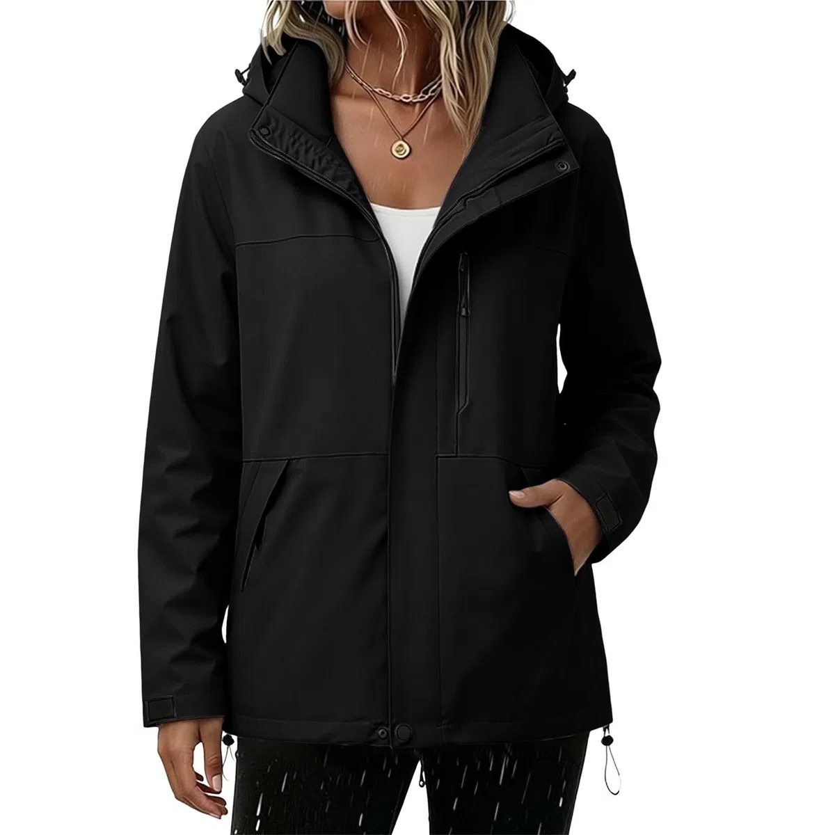 Generisch Chaqueta de ciclismo para mujer, resistente al viento, ligera, con capucha, impermeable, transpirable, chaqueta funcional con cortavientos extraíble para senderismo, correr, deportes