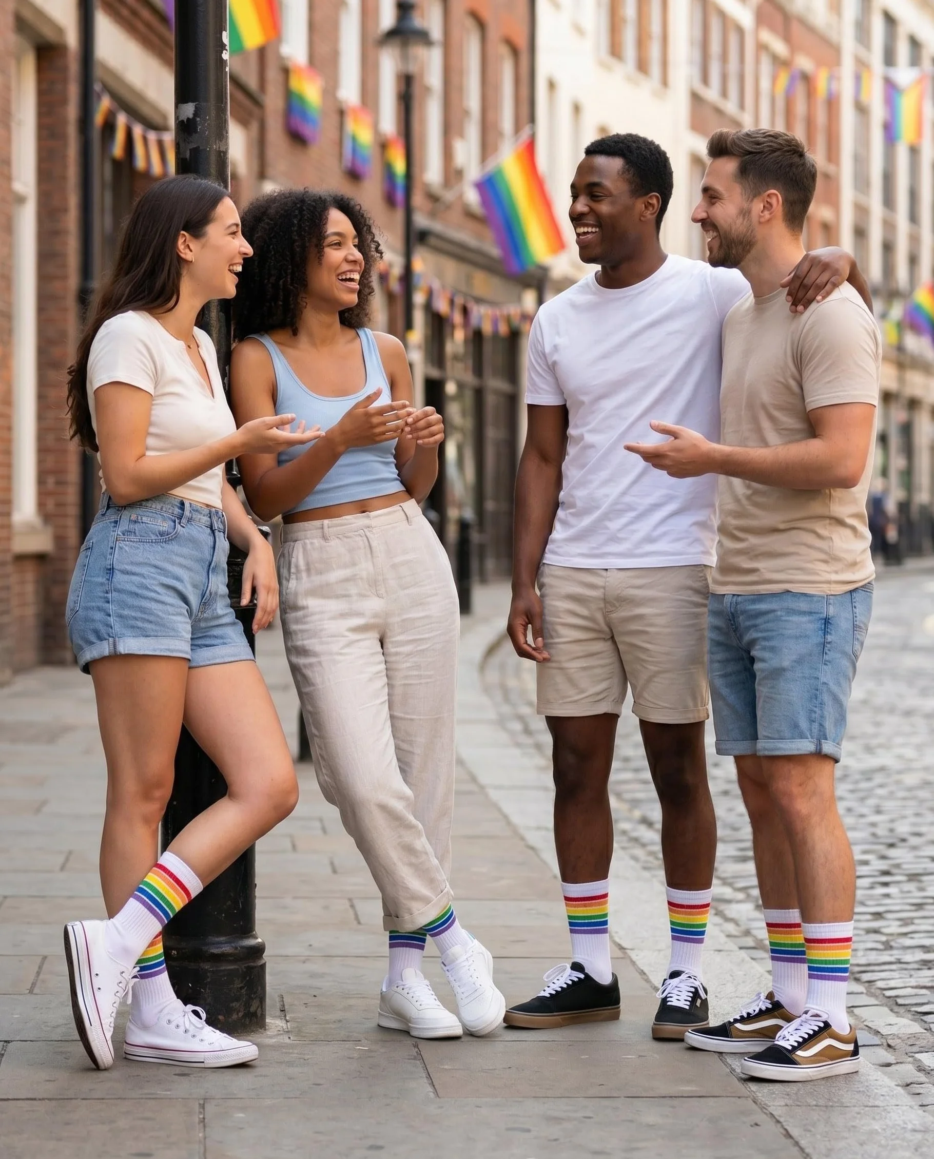Calcetines Pride Sport Premium Unisex - Calcetines Deportivos de Algodón con Bandera Arcoíris LGTBI - Accesorios Cabalgata Orgullo LGTBQ+ para Hombre y Mujer