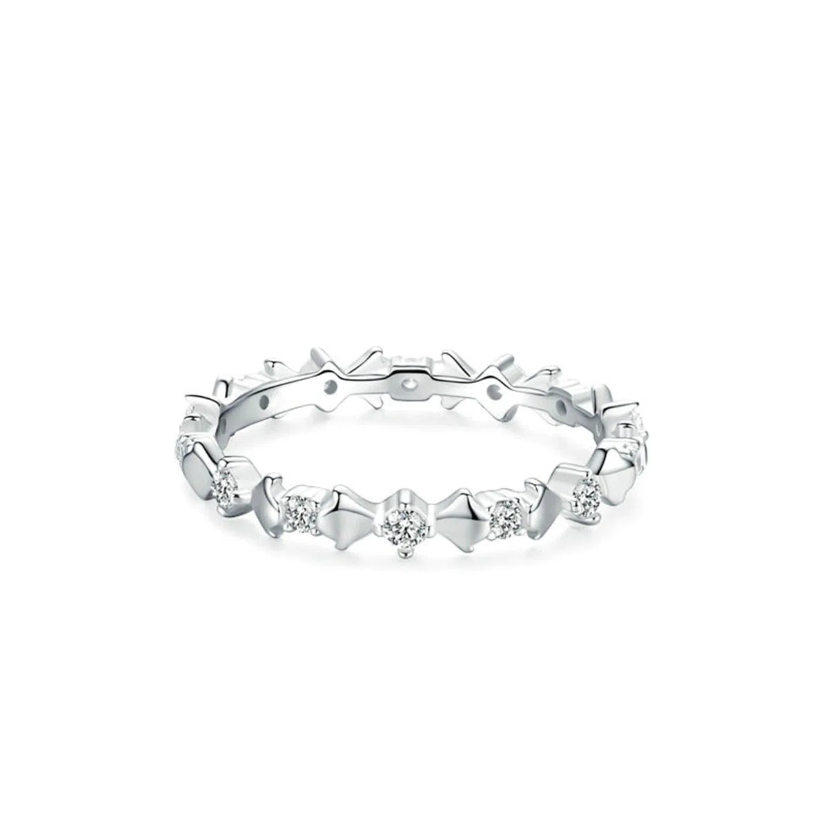 Anillo para mujer de oro blanco, anillos de compromiso, oro real eternidad con moissanite, elegante anillo de matrimonio para mujeres
