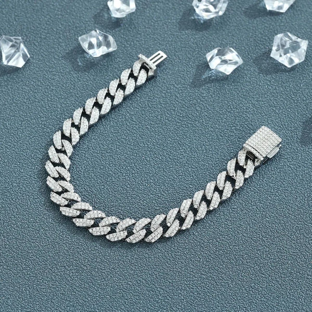 Pulsera de cadena cubana hipoalergénica de 9 mm para hombre, de plata de ley 925 gruesa, transparente, circonita cúbica 5A+, joyería de eslabones gruesos para hombre, 16-21 cm