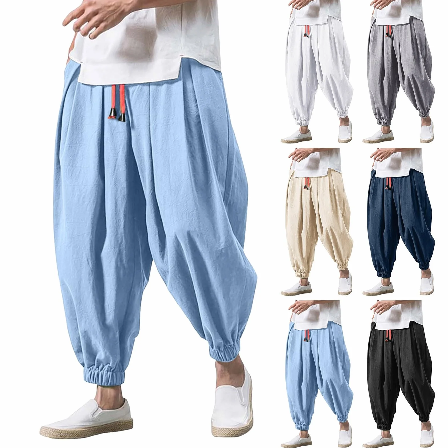Pantalones harén para hombre hippie urbanos holgados de pierna ancha yoga joggy deporte cómodos