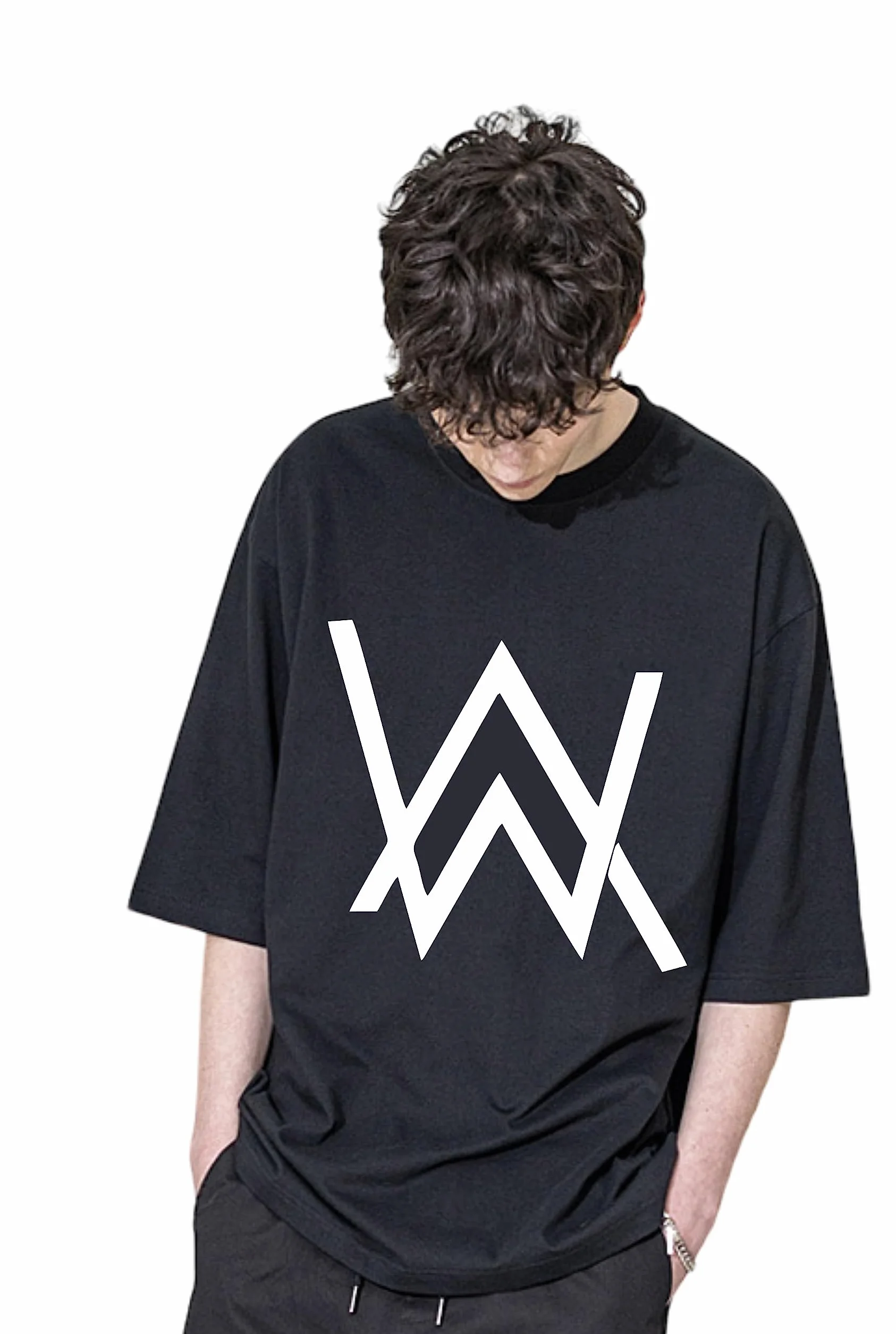 Uniplanet Store Camiseta negra de algodón con cuello redondo Alan Walker para hombre