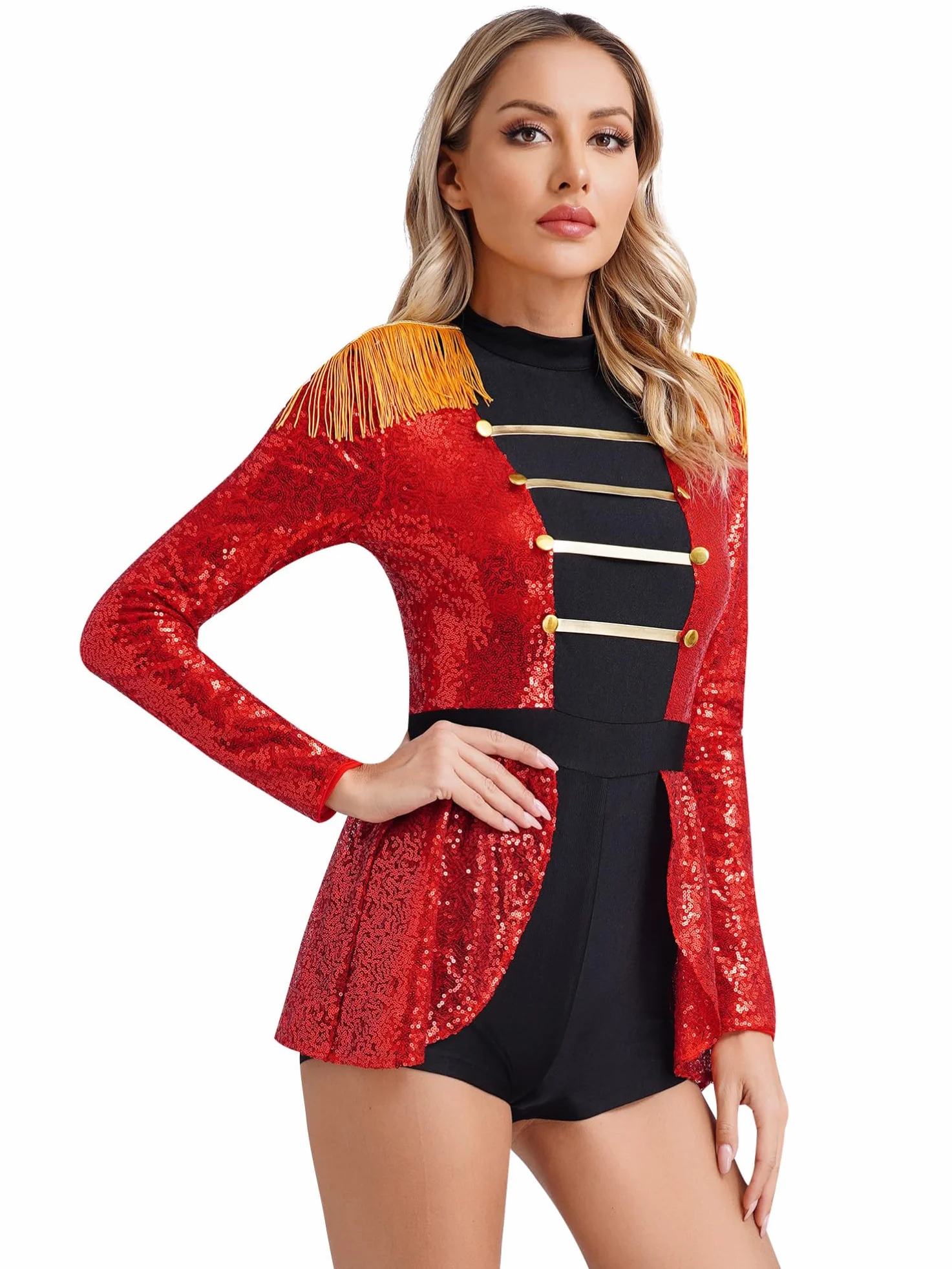 Alvivi Maillot de Domadora Circo con Borlas para Mujer Mono Lentejuelas Danza Patinaje Disfraz Carnaval S-4XL