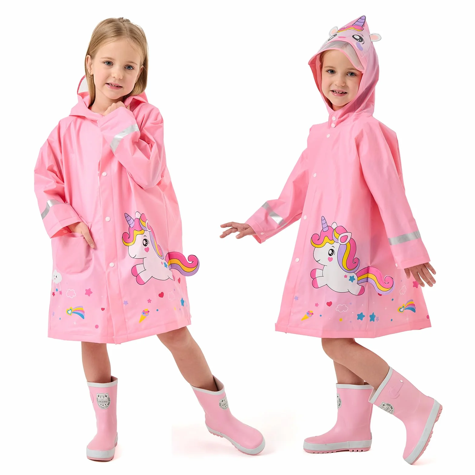 Chubasquero ligero para niños impermeable transparente ala de sombrero ampliada poncho de lluvia con capucha