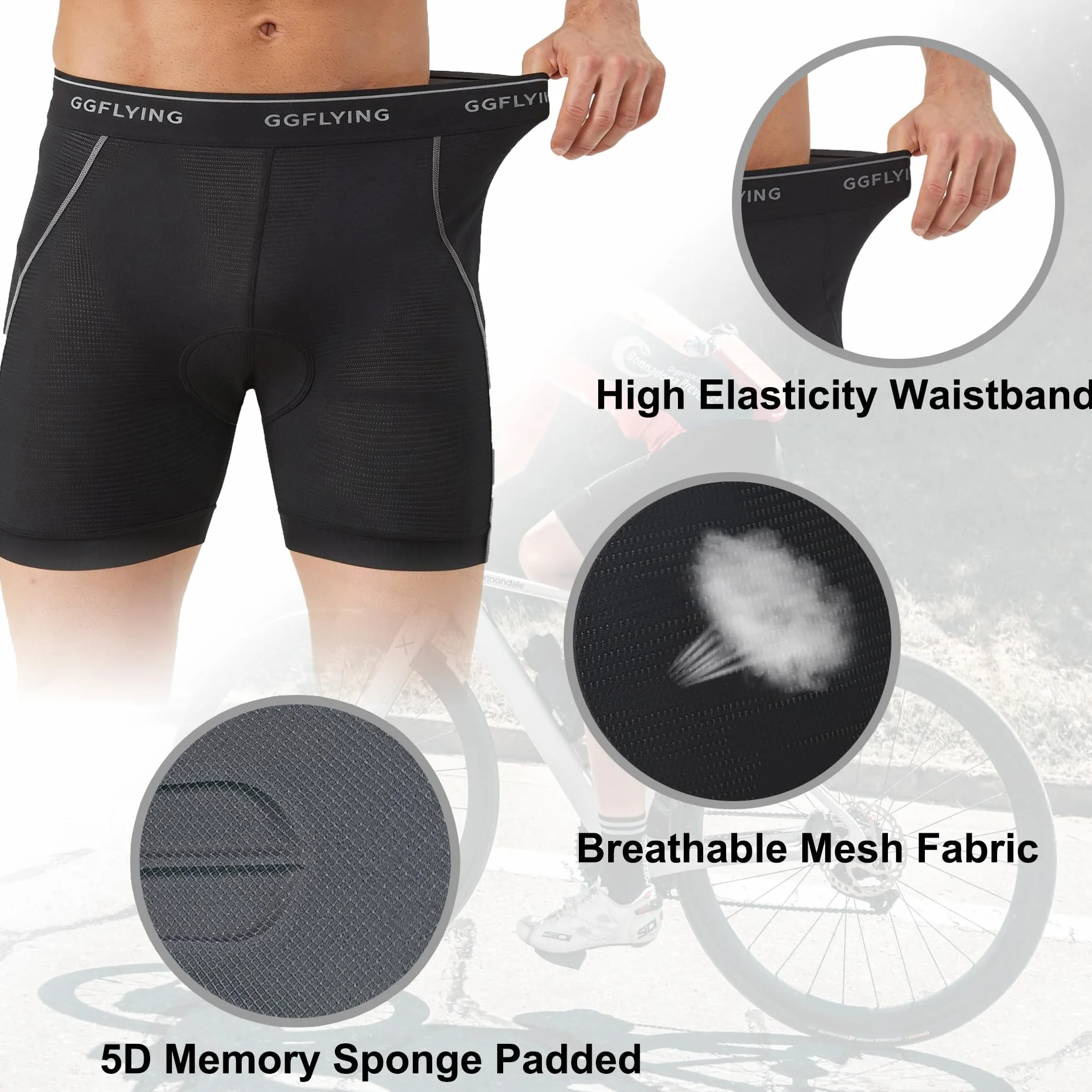 Culotte Ciclismo Hombre Acolchado Bicicleta MTB Pantalon Ciclista para Ropa Secado Rápido Alta Elasticidad