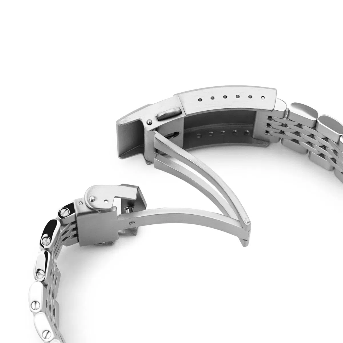 Correa de reloj de goma BOR de 22 mm compatible con modelos Seiko 5 Sport, 2 tonos cepillados y pulidos.