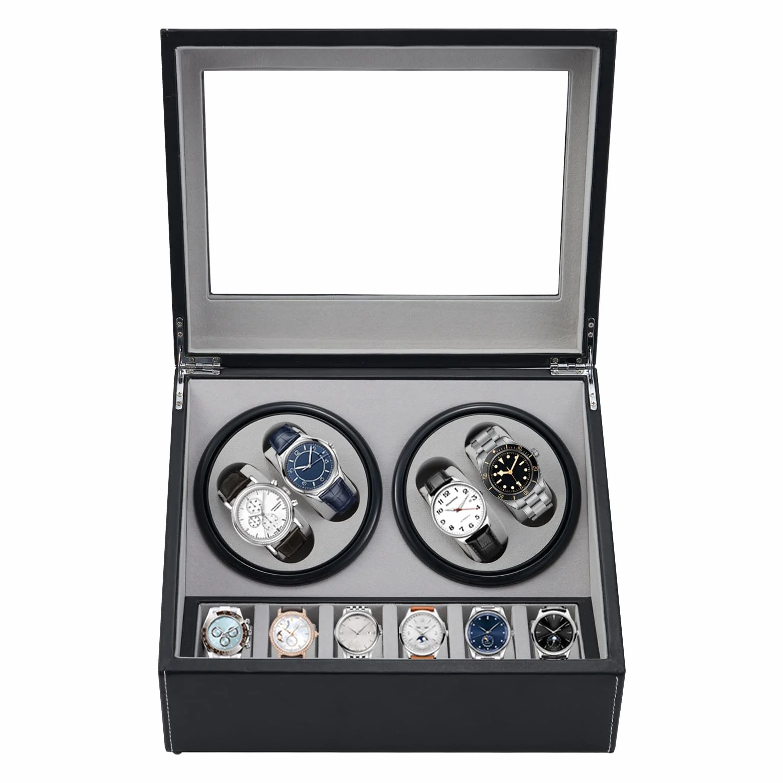 Caja de Carga Automática Ultra Silenciosa para Relojes de Lujo 4 Relojes de Pulsera Mecánicos