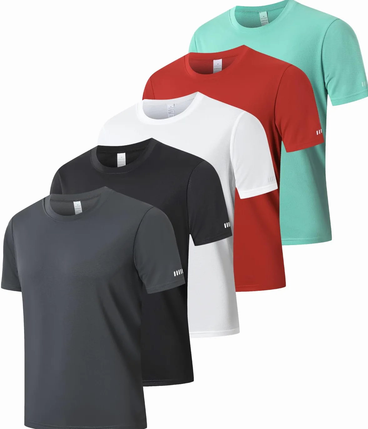 Paquete de 1/5 camisetas deportivas para hombre, ropa de gimnasio, camisetas para correr, de secado rápido, absorben la humedad, transpirables, para entrenamiento