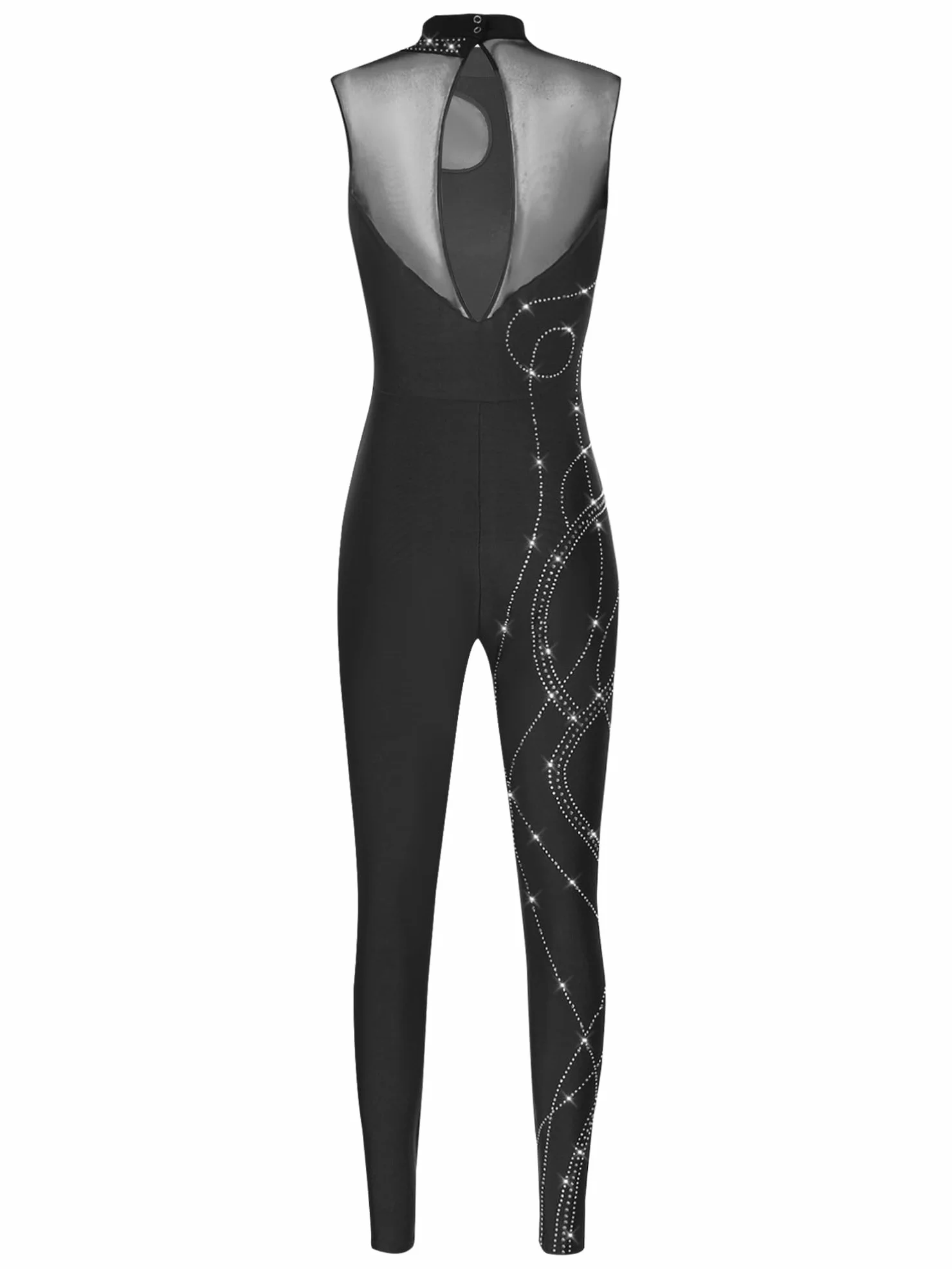 TiaoBug Body De Malla Transparente Sin Mangas Maillot De Danza Ballet Mujer Jumpsuit Deportivo