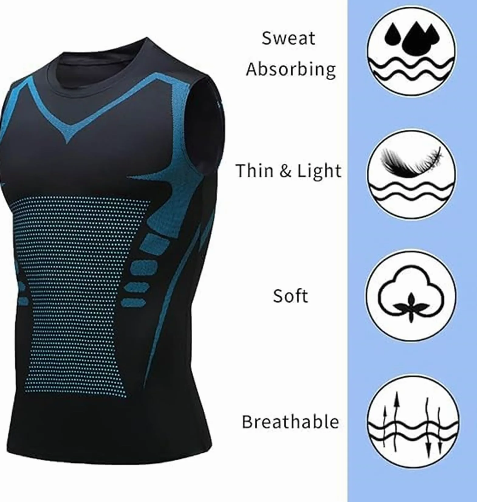 Camiseta De Compresión Sin Mangas para Hombre, Transpirable, Elástica Y De Secado Rápido, Ideal para Correr Y Entrenar En El Gimnasio.