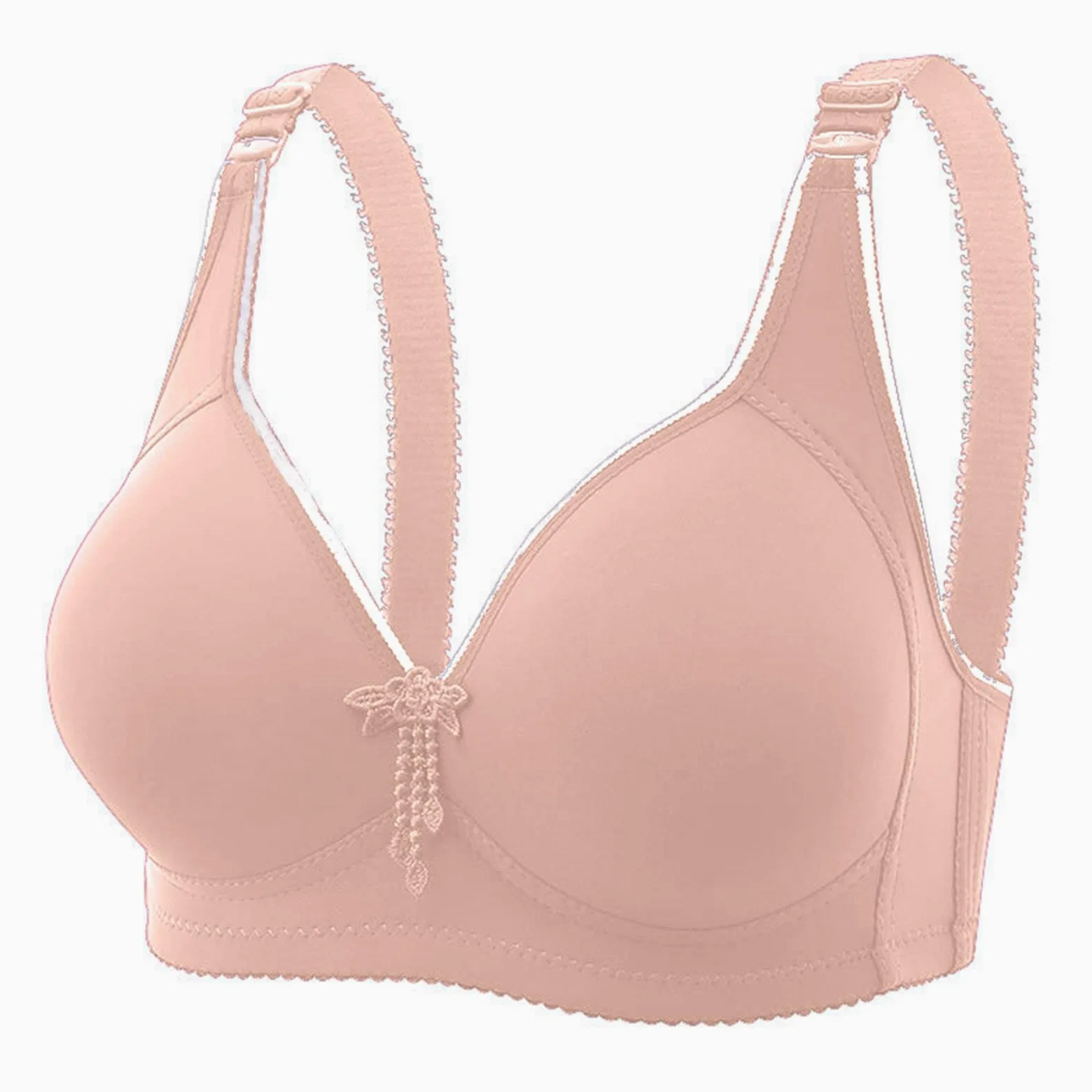 Cómodo Sujetador con Aros Transpirable for Mujer Talla Grande, De Maternidad Sin Costuras Cuatro Cierres, Elevación Refuerzo, Diseño Simple, Oro Rosa, 12(Red,16)