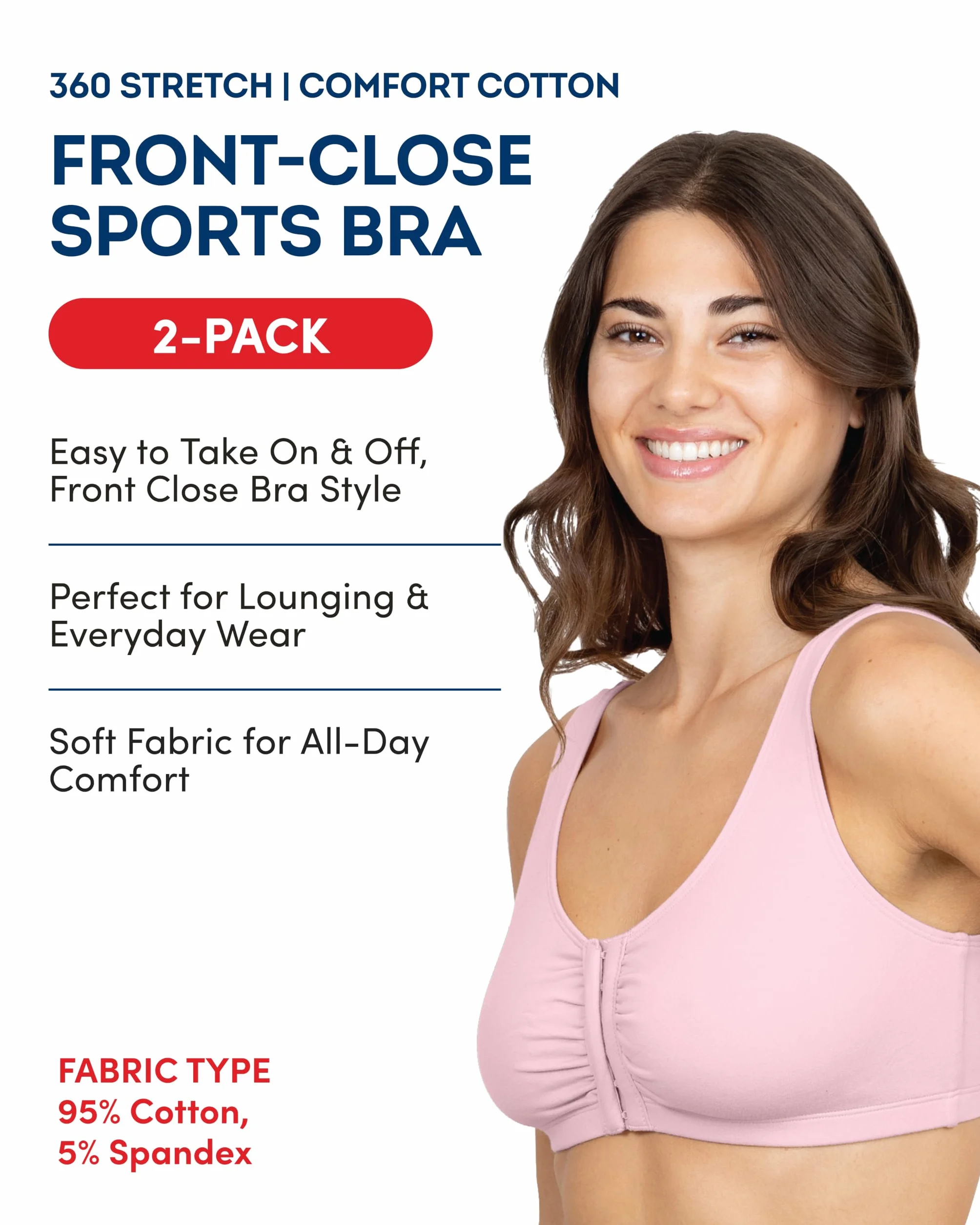 Fruit of the Loom Front Close Builtup Sports Bra Sujetador Deportivo Mujer (Pack de 1)