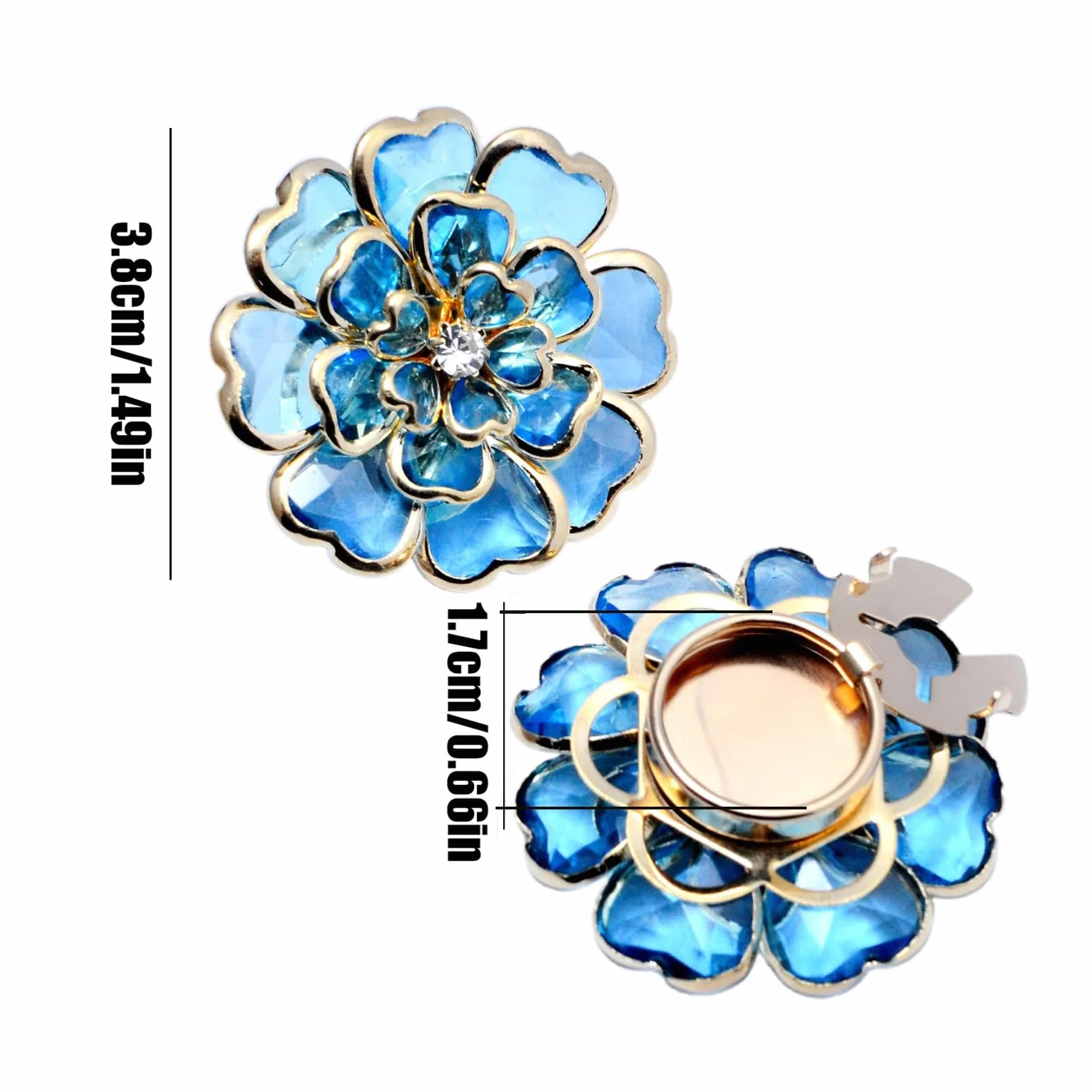 Fundas de botones de flores para mujer, camisas con diamantes de imitación, gemelos, clips decorativos, kit de costura, accesorios de vestir