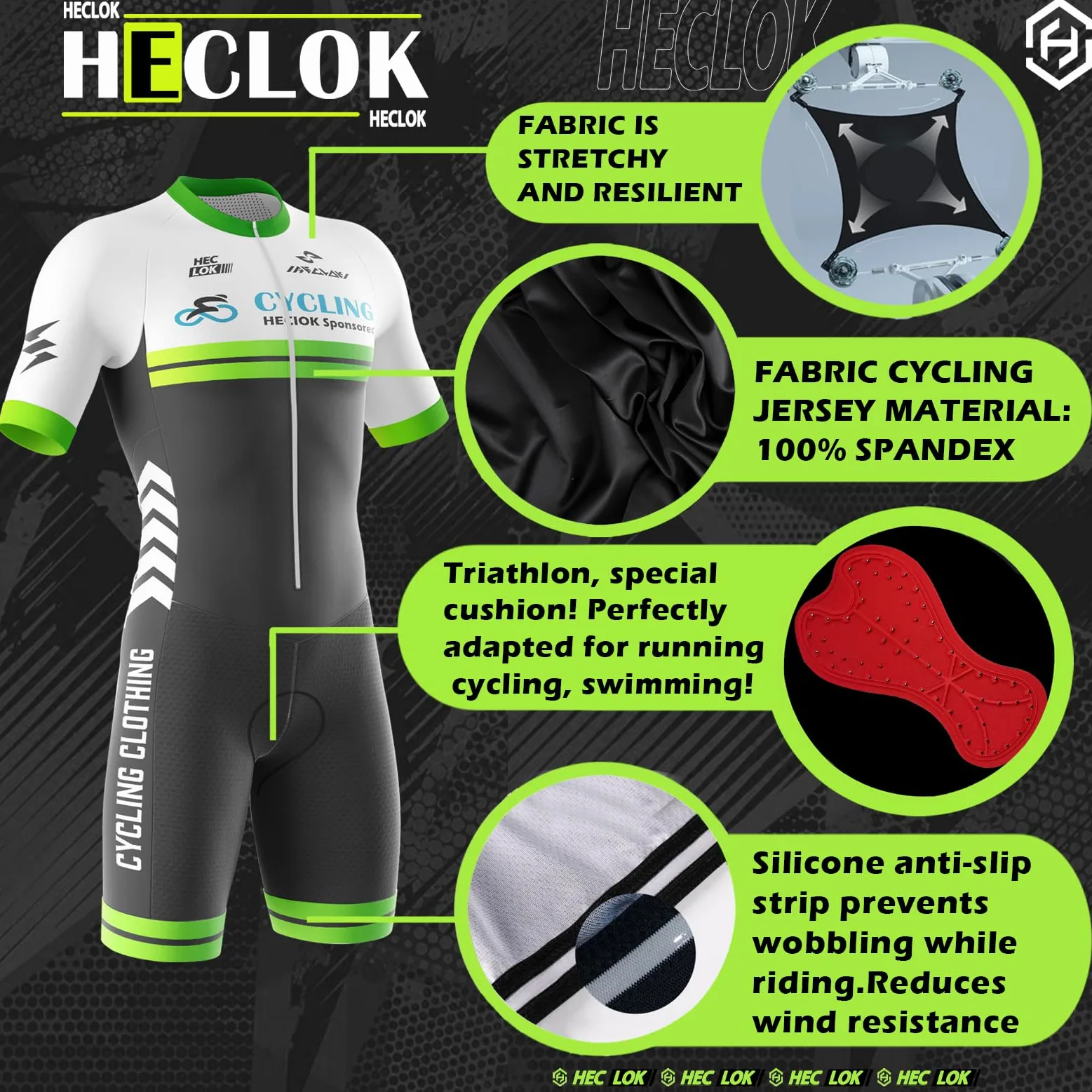 Triatlón Tri Suit, Conjunto de Traje de triatlón de Manga Corta para Hombre, Traje de Ciclismo para Hombre Acolchado de una Pieza para Ciclismo, Ciclismo, Carrera, Natación