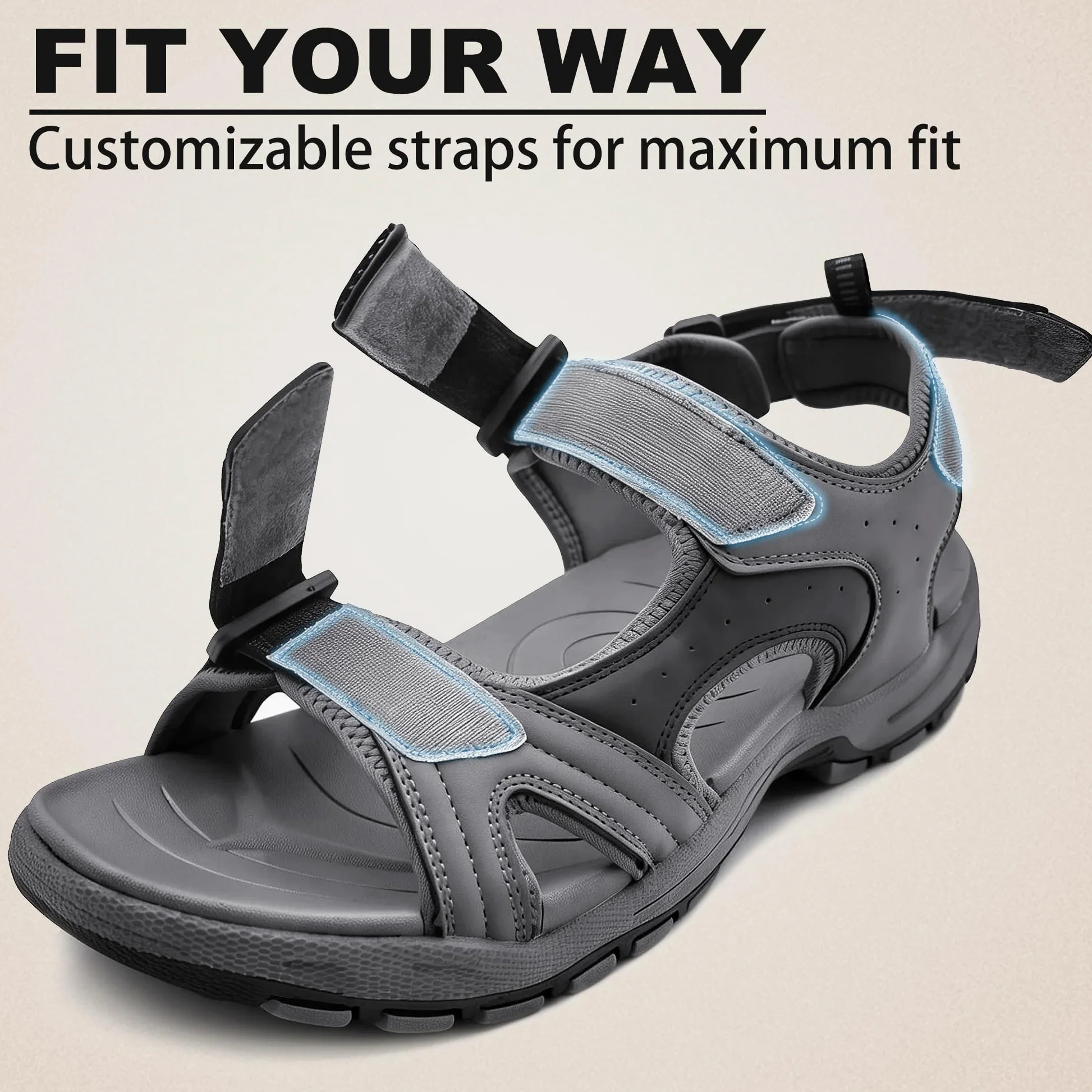 ARRIGO BELLO Sandalias Hombre Antideslizantes Sandals con Soporte del Arco Playa Deportivo Zapatos para Senderismo Actividades Tallas 41-46