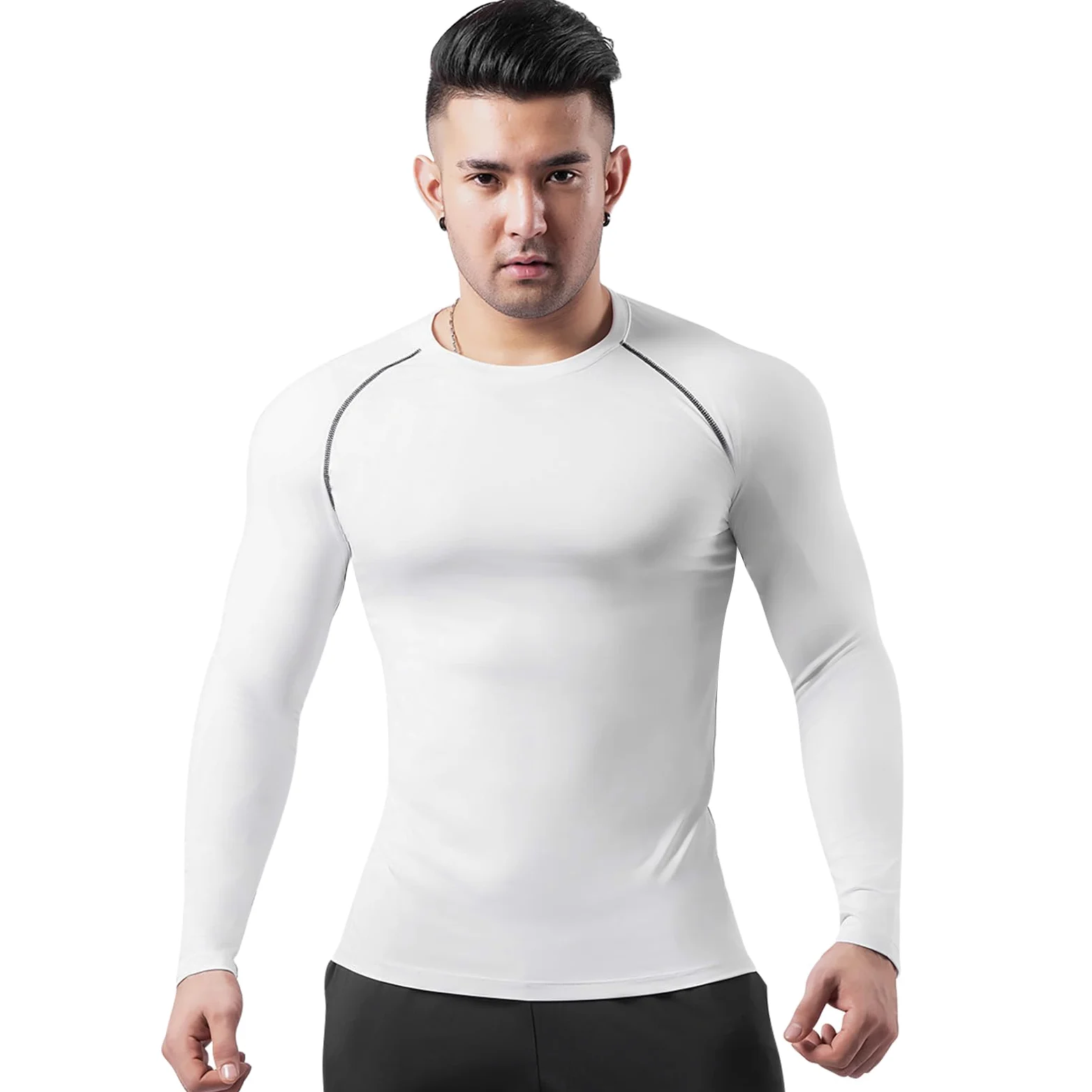 HomyComy Short Sleeve Compression Shirt Camiseta Hombre (Pack de 2)