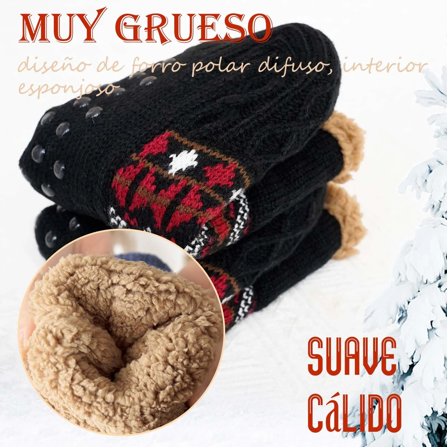 PUTUO Calcetines Antideslizantes para Hombre de Invierno: Calcetín Termicos Hombre Cálidos Suaves Mullidos Calcetín Gruesos Calcetines Andar por Casa Gordos Térmicos 1 Pares 39-46