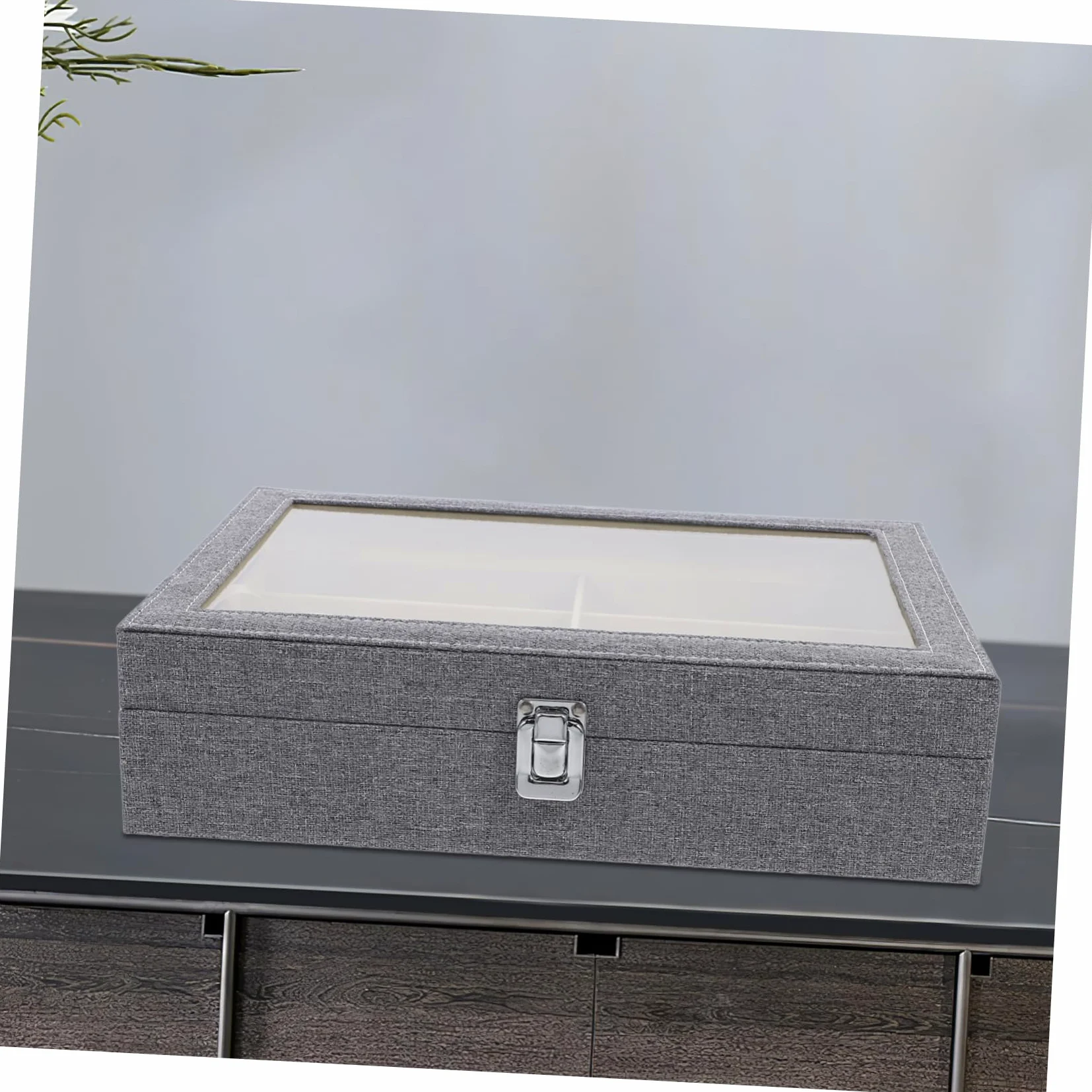 GLEAVI Caja para Guardar Gafas de Sol Tapa Transparente Organizador de Gafas de Sol de Compartimentos Estuche de Almacenamiento