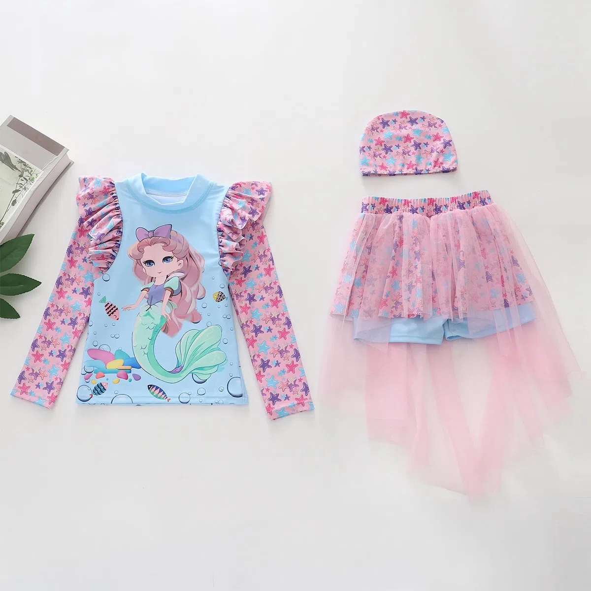 Bañador de dos piezas para niñas con falda colorida, bonito tankini para bebés, niños pequeños y adolescentes