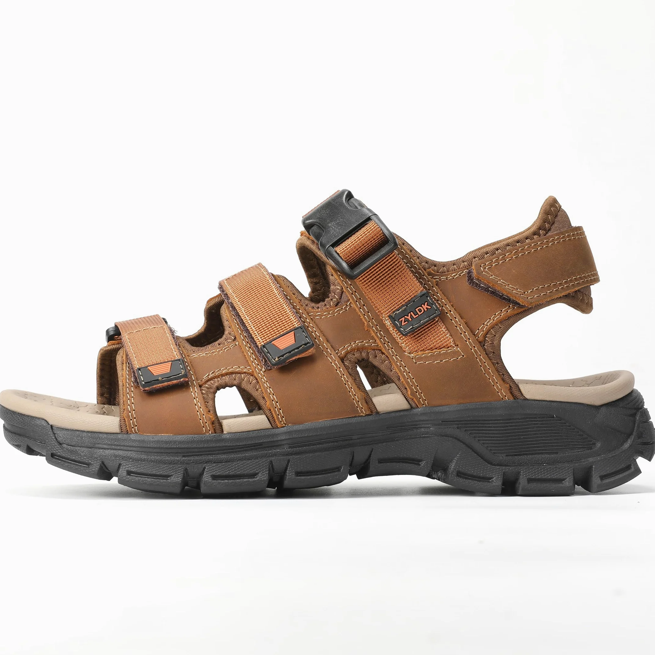 Sandalias Trekking Hombres Deportivas Verano Exterior Senderismo Zapatos con Punta Abierta Cuero Sandalias de Playa