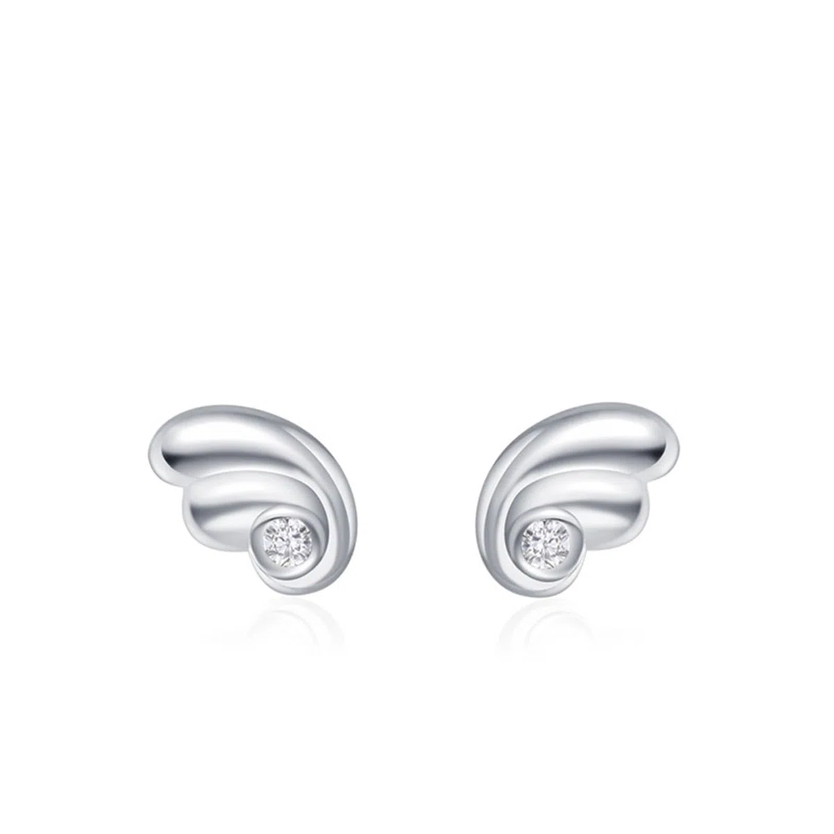 Pendientes de tuerca para mujer, oro blanco y platino, alas de ángel con moissanita