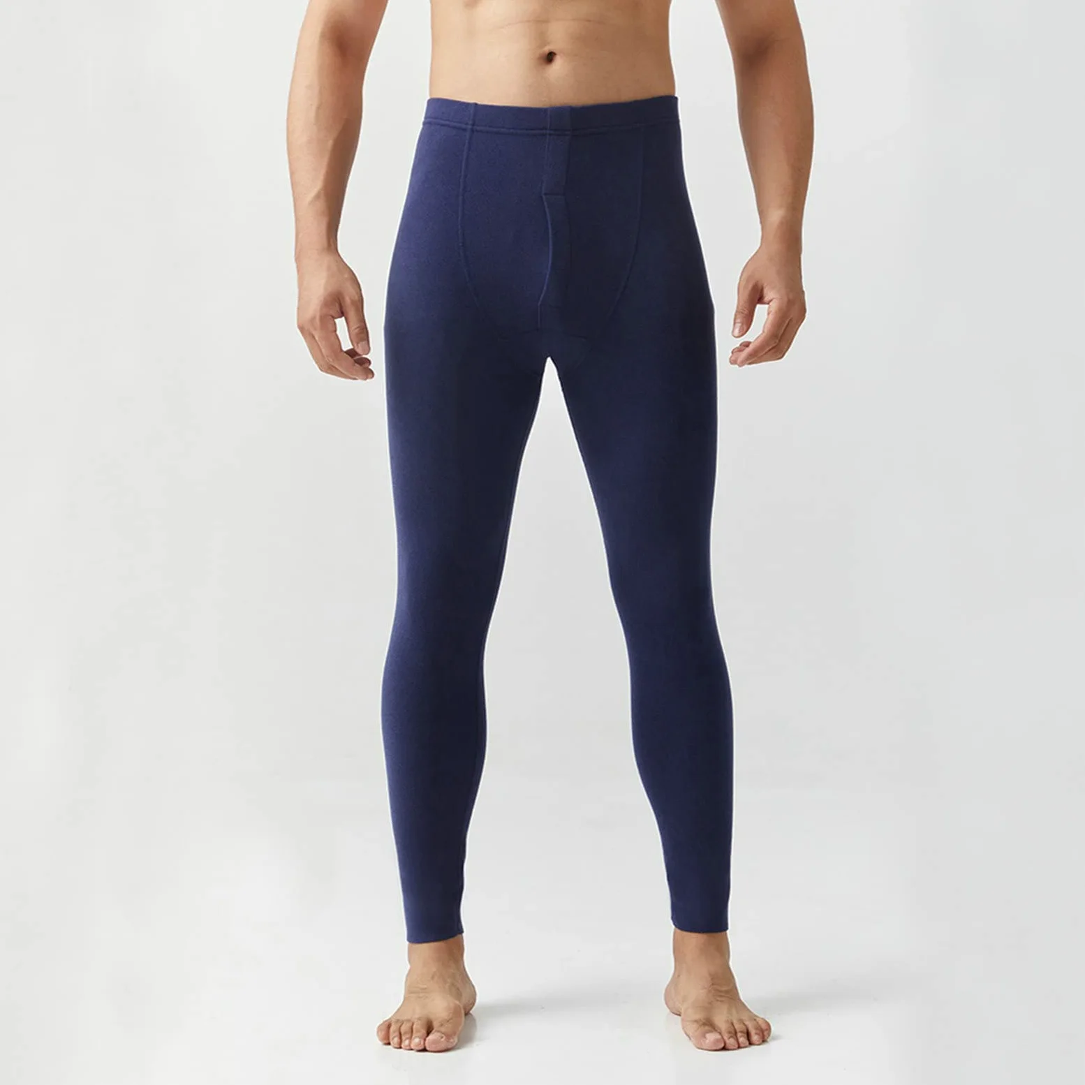 Daesar - Conjunto Ropa Interior Hombre,Ropa Interior Térmica de Poliéster Termica Hombre Manga Larga Azul Marino