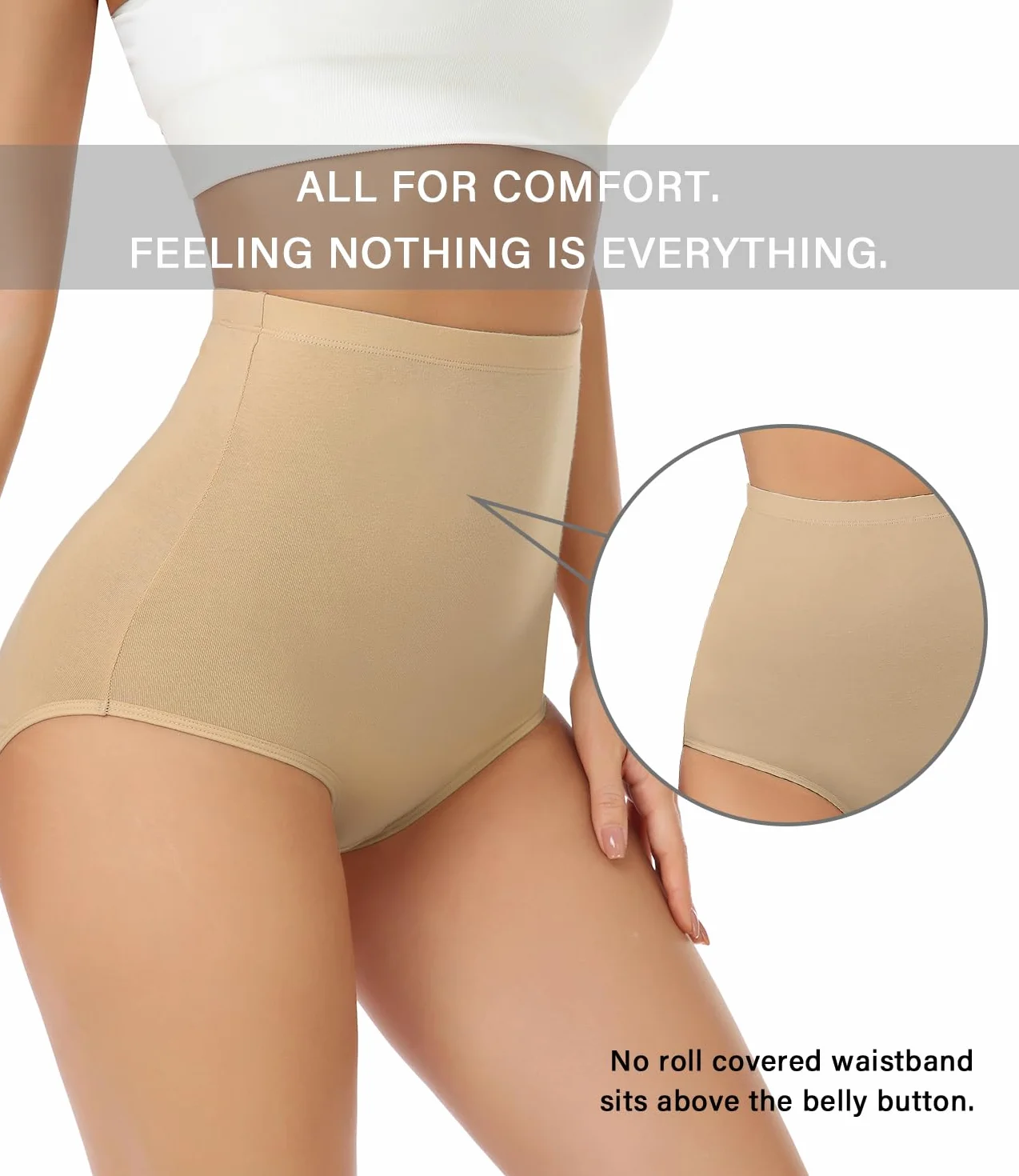 Wirarpa Bragas Mujer Algodón Elásticas Cintura Alta Pack de 4