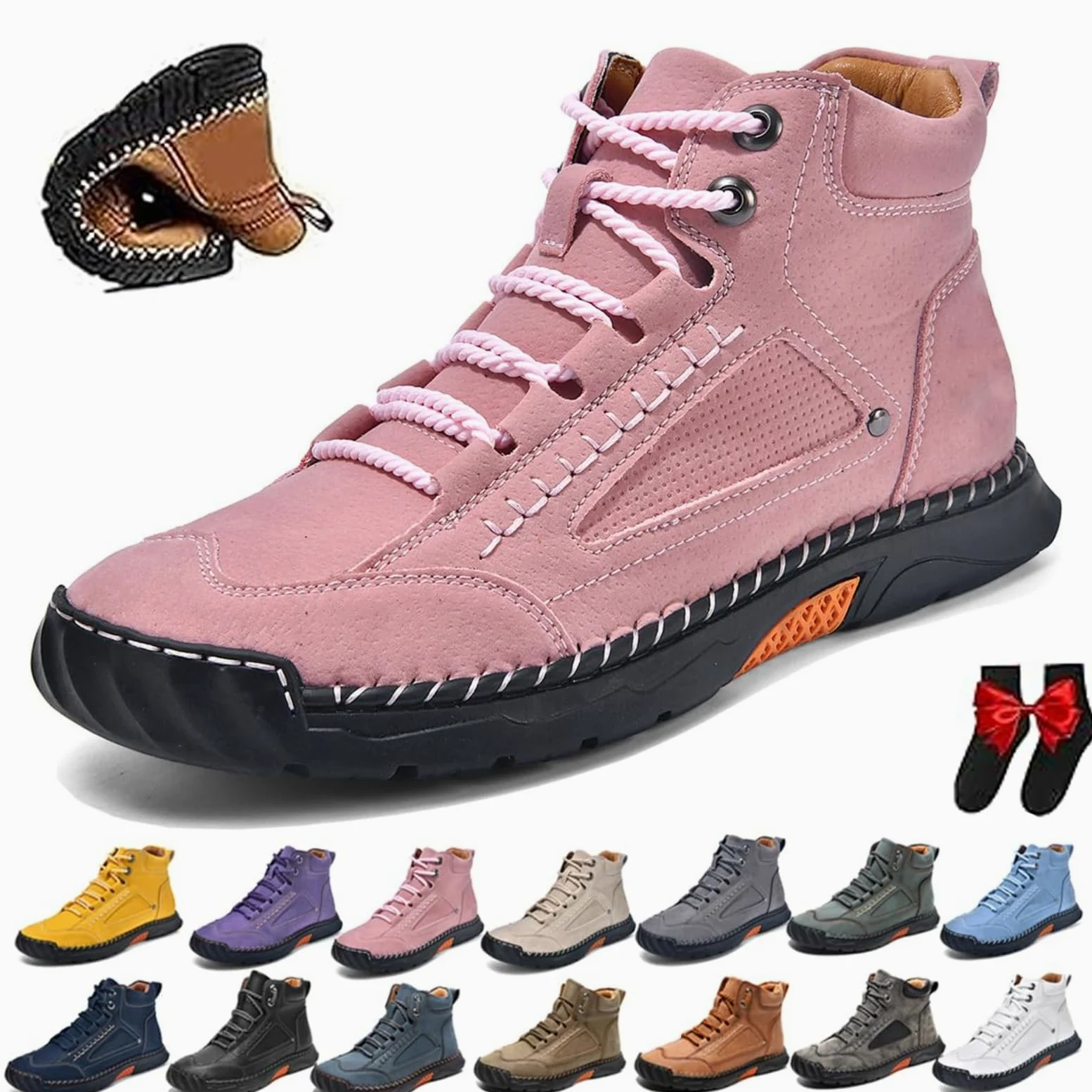 Zapatos ortopédicos de cuero hechos a mano para mujer, cómodos, antideslizantes, con soporte de arco para mujer, impermeables, zapatos de senderismo al aire libre, zapatos ortopédicos suaves para