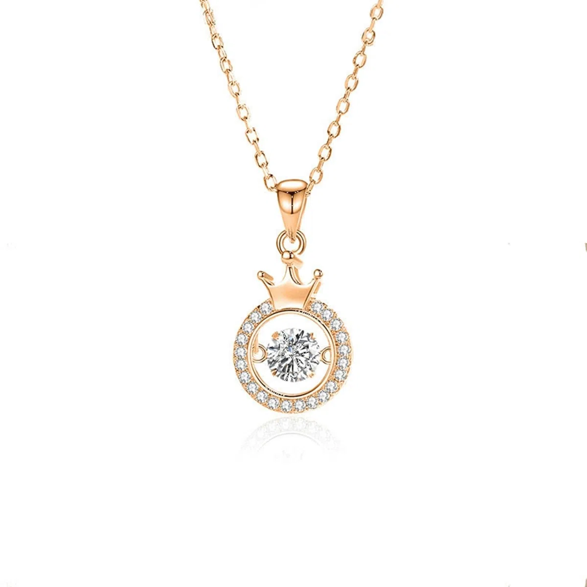 KnSam Collar de oro blanco 750 de 18 quilates, joya auténtica con topacio azul, colgante de corona de oro de 18 quilates, cadena para mujer, diamante de 45 cm