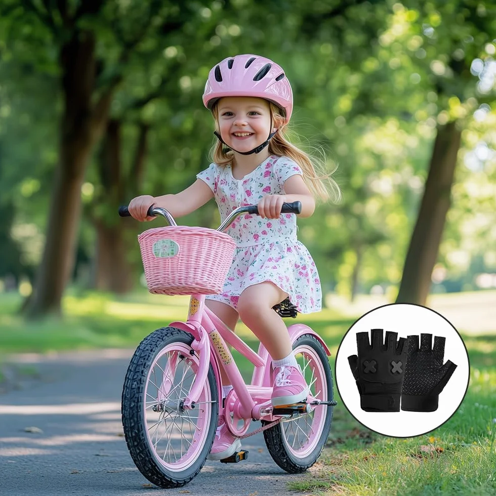 Guantes Bici Niño, Antideslizante, Transpirable, Guantes Ciclismo, para Niñas y Niños Edad 8-12, para Montar a Caballo, Andar en Bicicleta, Patinar y Andar en Patinete