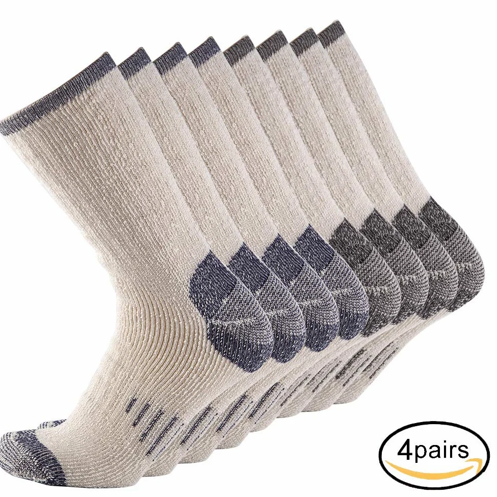 Calcetines deportivos de lana de merino 70% para hombre, aptos para senderismo, trekking, camping - - Large