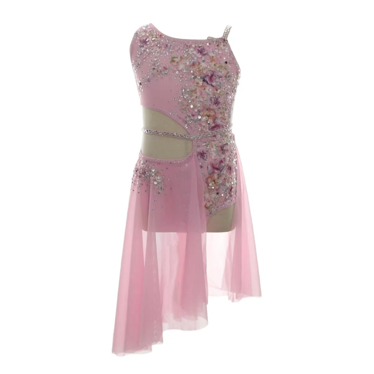 Vestido de danza lírica asimétrico con pedrería mujer y adolescente